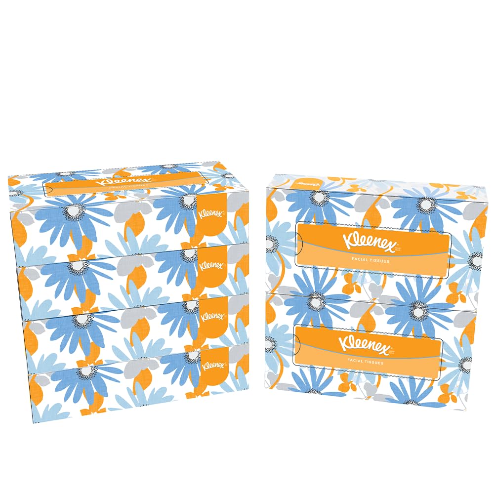 Kleenex® 2-Ply Facial Tissues Flat Box - 100 Tissues per Box, Pack of 6 (600 Total Tissues) | Soft & Strong for Home, Office & Travel Use - Allergy & Cold Relief (60070)