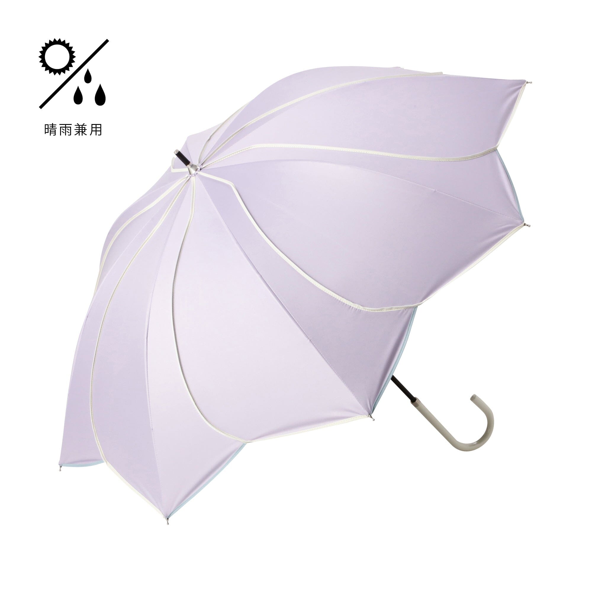 Bicolor Piping Long Umbrella 50cm Purple - Fashionable Rain Protection for Women & Men, Perfect for Outdoor Activities, Commuting, and Travel