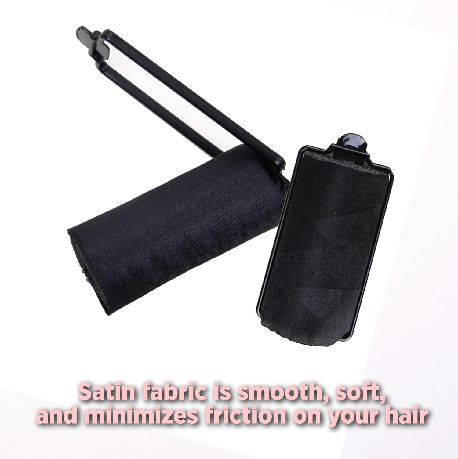 8PCS DONNA Foam Hair Rollers for Heatless Styling - 1 Inch Large Silky Satin Hair Curlers with Clips (Black) | Perfect for Overnight Curls, Vintage Hairstyles & Salon-Quality Results at Home