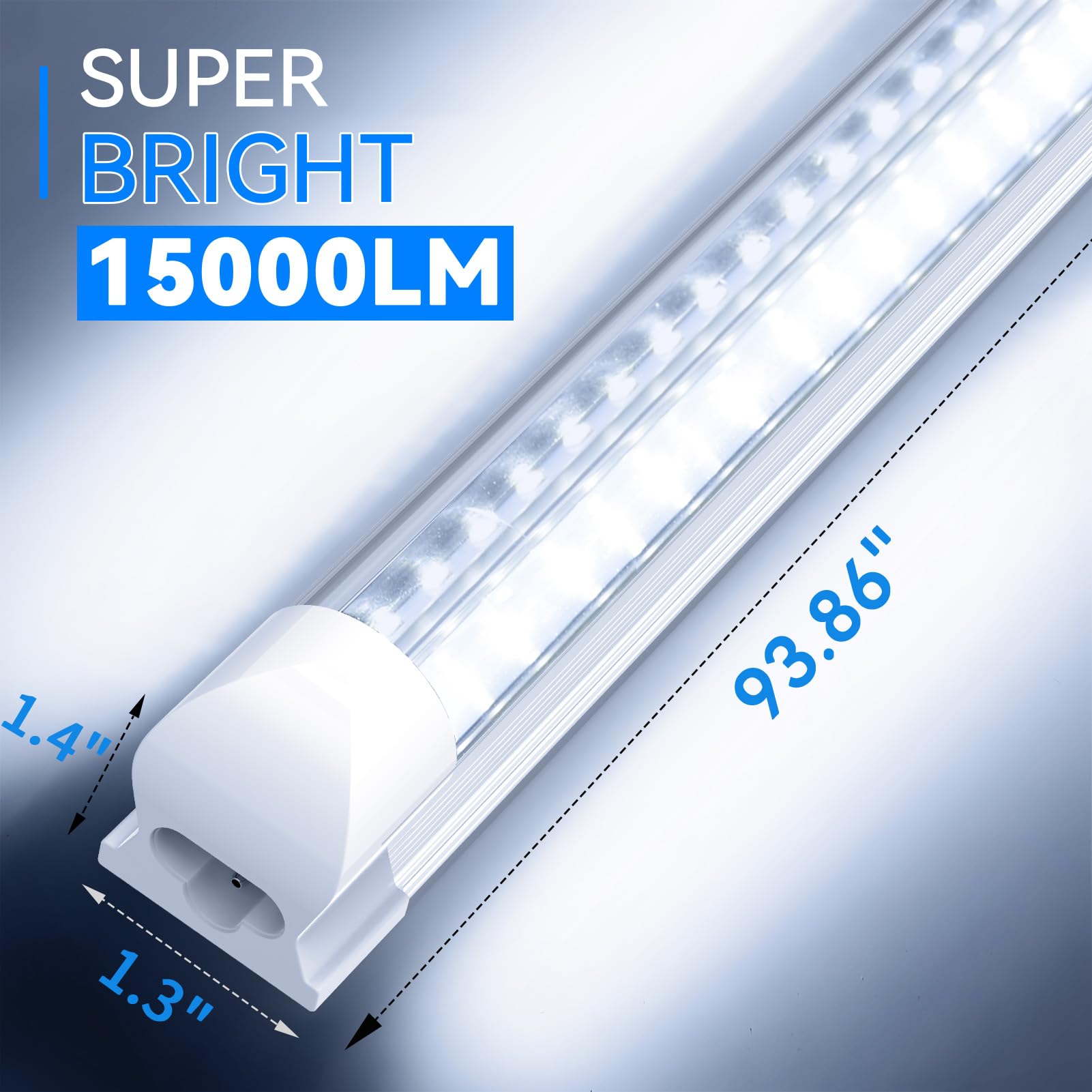 SHOPLED 8FT 100W 15000LM 6000K LED Shop Light - 12-Pack Linkable V-Shape Commercial Lighting Fixtures | Ultra Bright Energy Saving T8 Tube Lights for Garage, Warehouse, Basement, Workshop & Retail Stores | Easy Plug & Play Installation