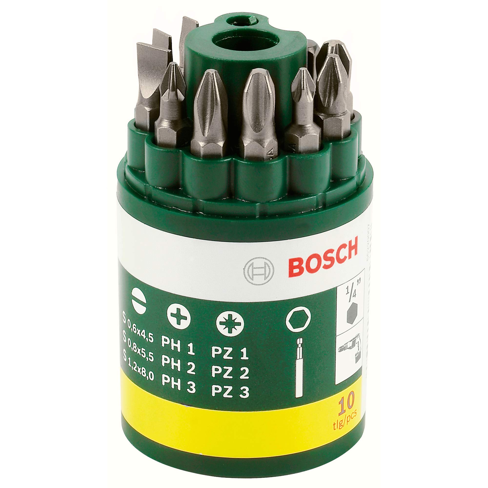 Bosch 2607019454 10-Piece Screwdriver Bit Set - High-Quality Precision Bits for DIY, Home Repair & Professional Use