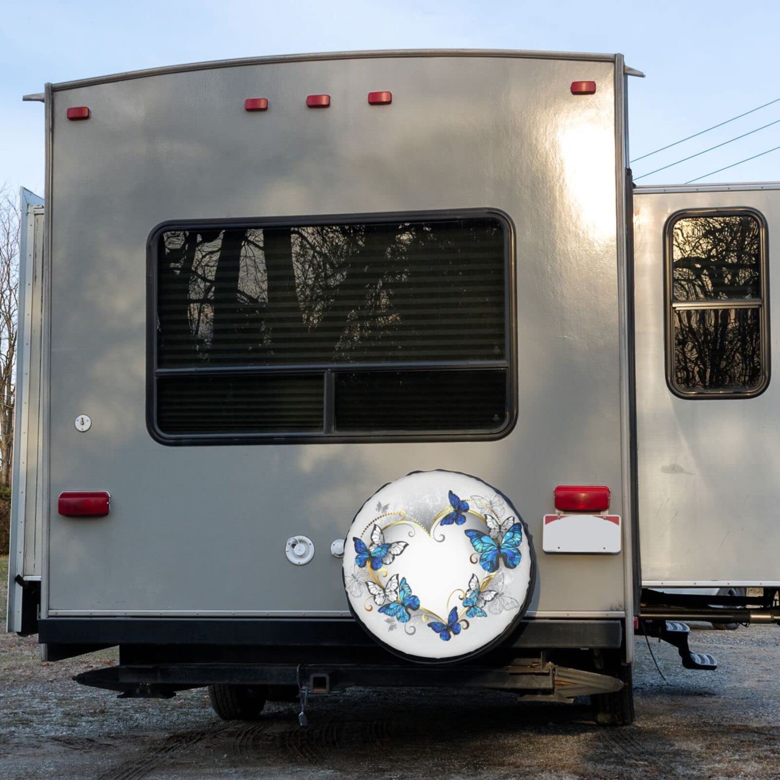 Golden Heart Butterflies Spare Tire Cover - 17 Inch Dust-Proof Wheel Protector for Trailers, RVs, SUVs & Vehicles | Waterproof & UV Resistant | Perfect for Camping, Road Trips & Outdoor Adventures