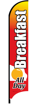 Feather Flag Banner - Custom Breakfast All Day Sign for Restaurants, Cafes & Events | Outdoor Advertising & Promotional Decor