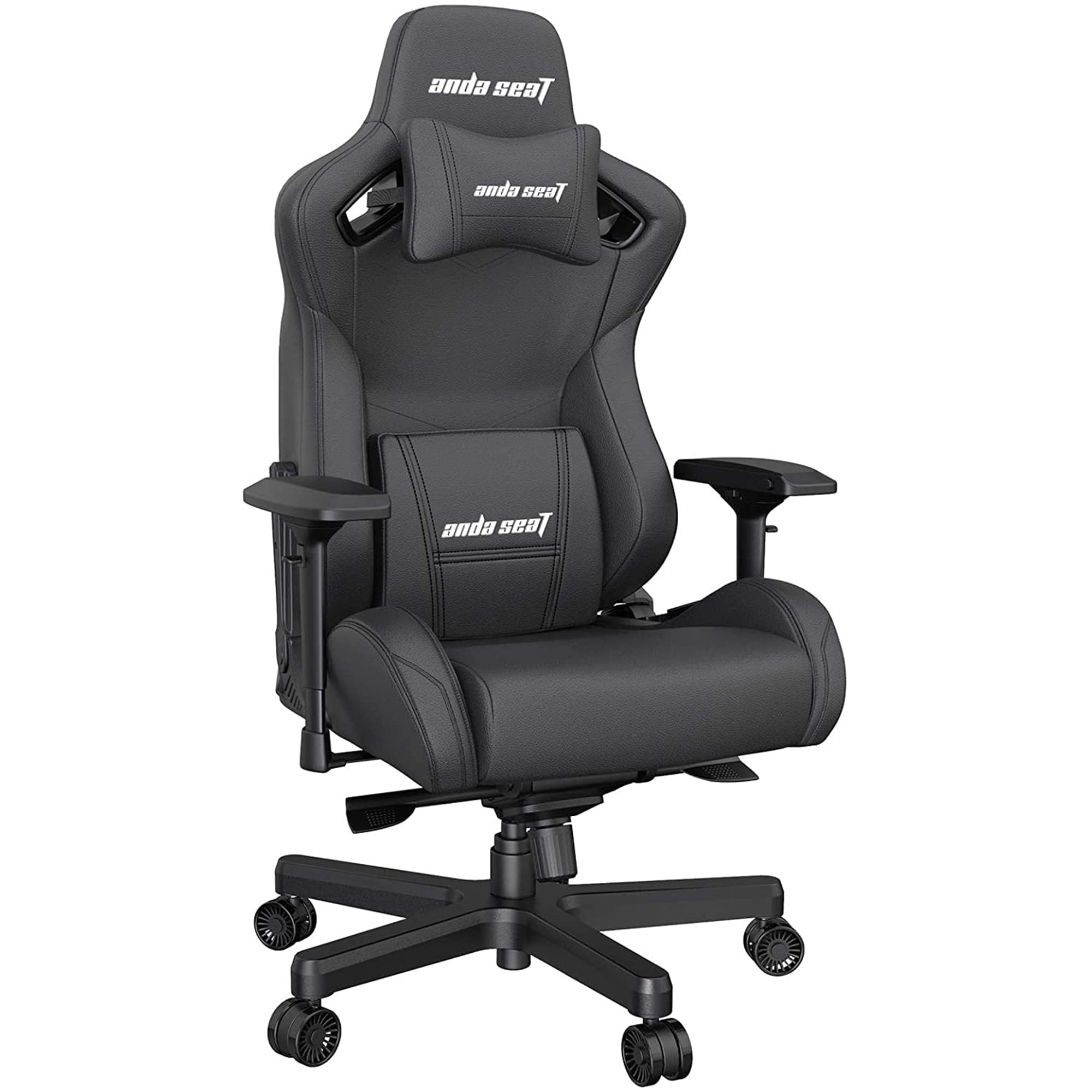 Anda Seat Kaiser 2 Black PVC Leather Gaming Chair - XL Premium Ergonomic Office & Gaming Chair for Adults, Heavy Duty Computer Desk Seat with Memory Foam Lumbar Support & Neck Pillow - Perfect for Esports, Streaming & Long Work Sessions