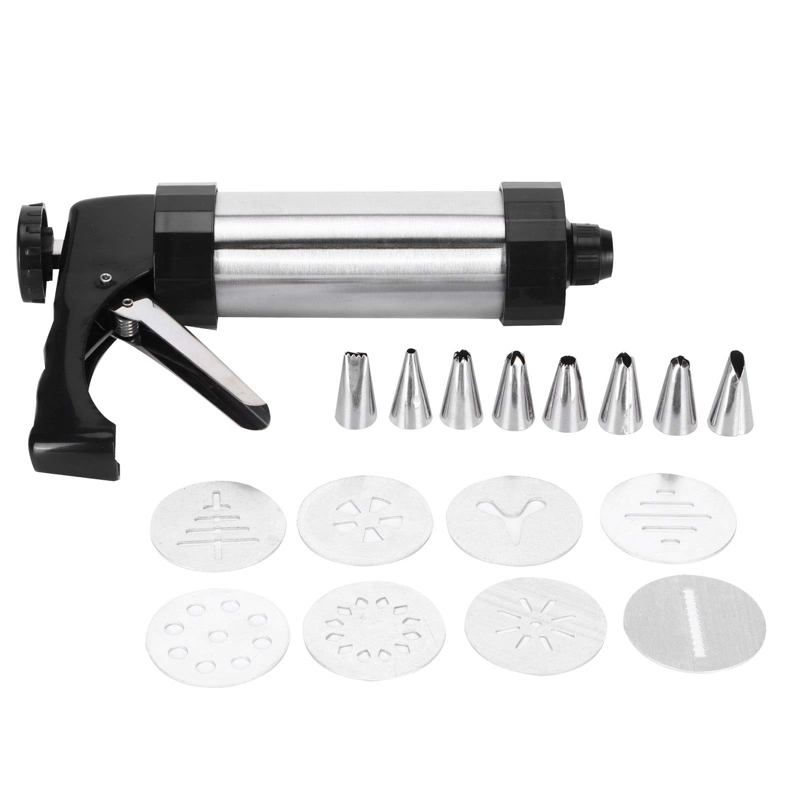 Zerodis Cookie Press Kit - Stainless Steel Biscuit Maker with 8 Discs & 8 Nozzles for Baking, DIY Cookie Decorating - Perfect for Christmas Cookies, Party Treats & Home Baking Gifts