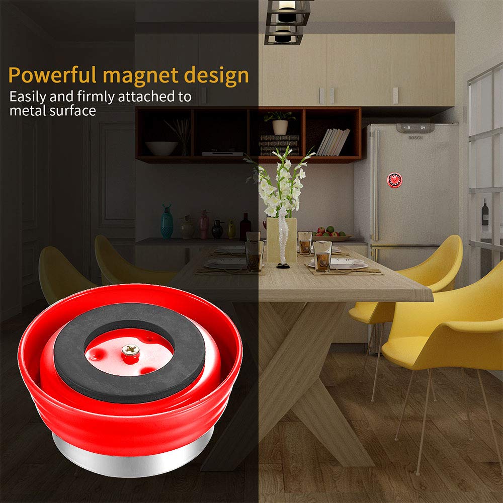 Magnetic Kitchen Timer - No Battery Required Digital Countdown Cooking Timer for Baking, Cooking & Meal Prep - Red