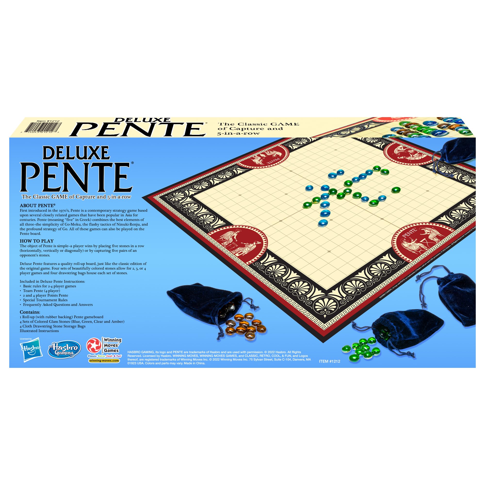 Deluxe Pente Board Game by Winning Moves Games USA - Classic Family Strategy Game for 2-4 Players, Capture Stones Game for Kids & Adults Age 8+ - Perfect for Family Game Nights, Parties & Educational Play