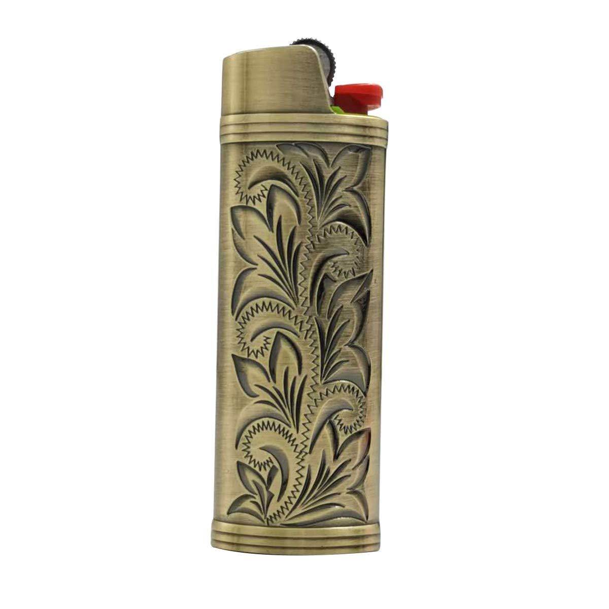 Vintage Floral Metal Lighter Case for BIC - Perfect for Camping & Gifts