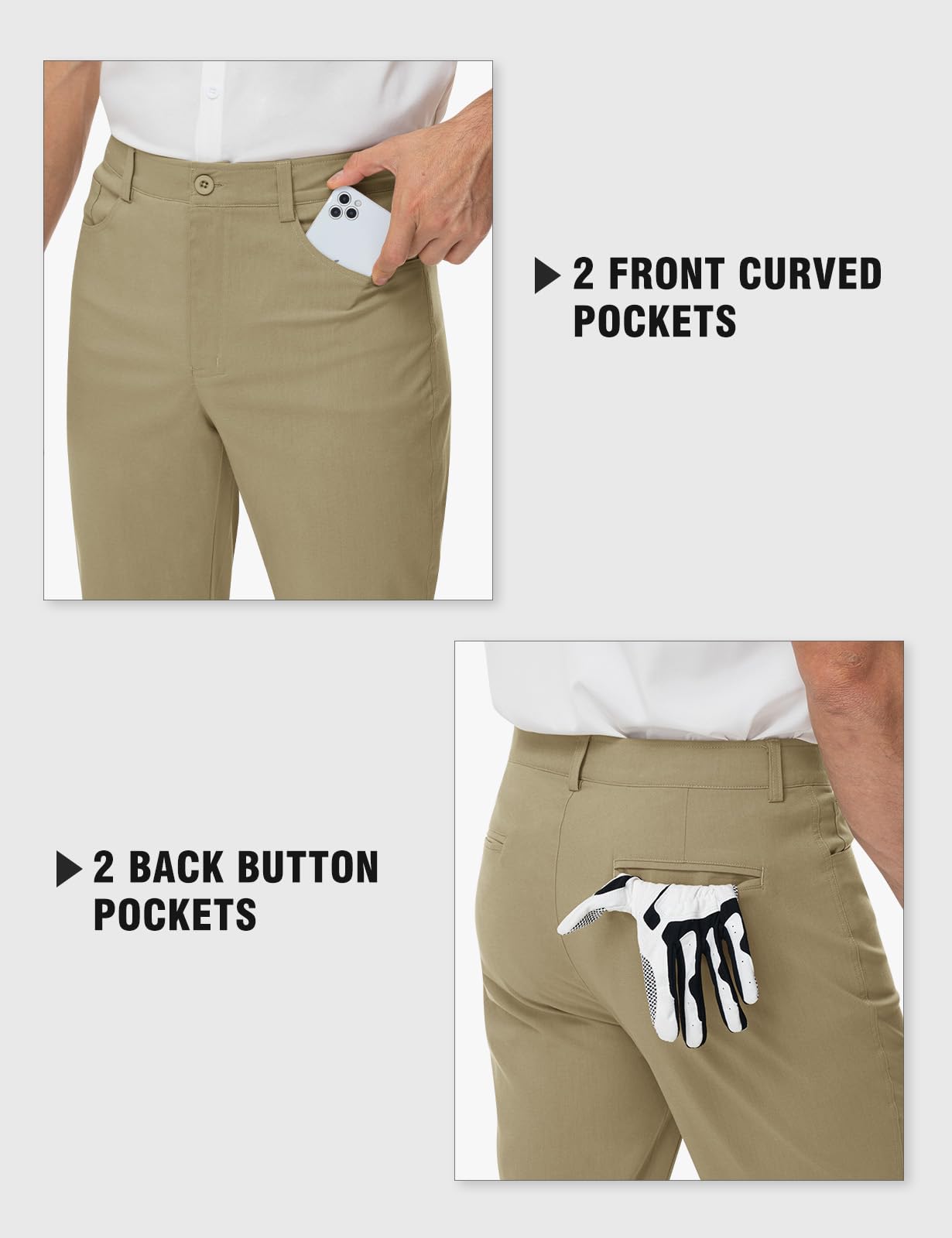Rdruko Men's Golf Pants - Stretch Comfort Lightweight Quick-Dry Dress Slacks for Business Casual & Work | Perfect for Golf, Office, Travel & Outdoor Activities