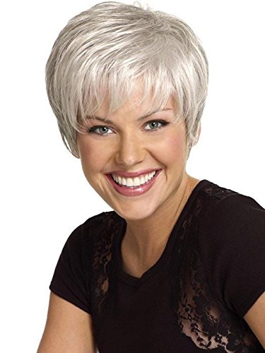 Gabor Wigs Short Classic Boy Cut Tapered Layering Synthetic Fiber Wig - Renew Wig Color G56+ Sugared Silver | Capless Flexlite Design for Personal Fit | Perfect for Cosplay, Daily Wear & Hair Loss Solutions