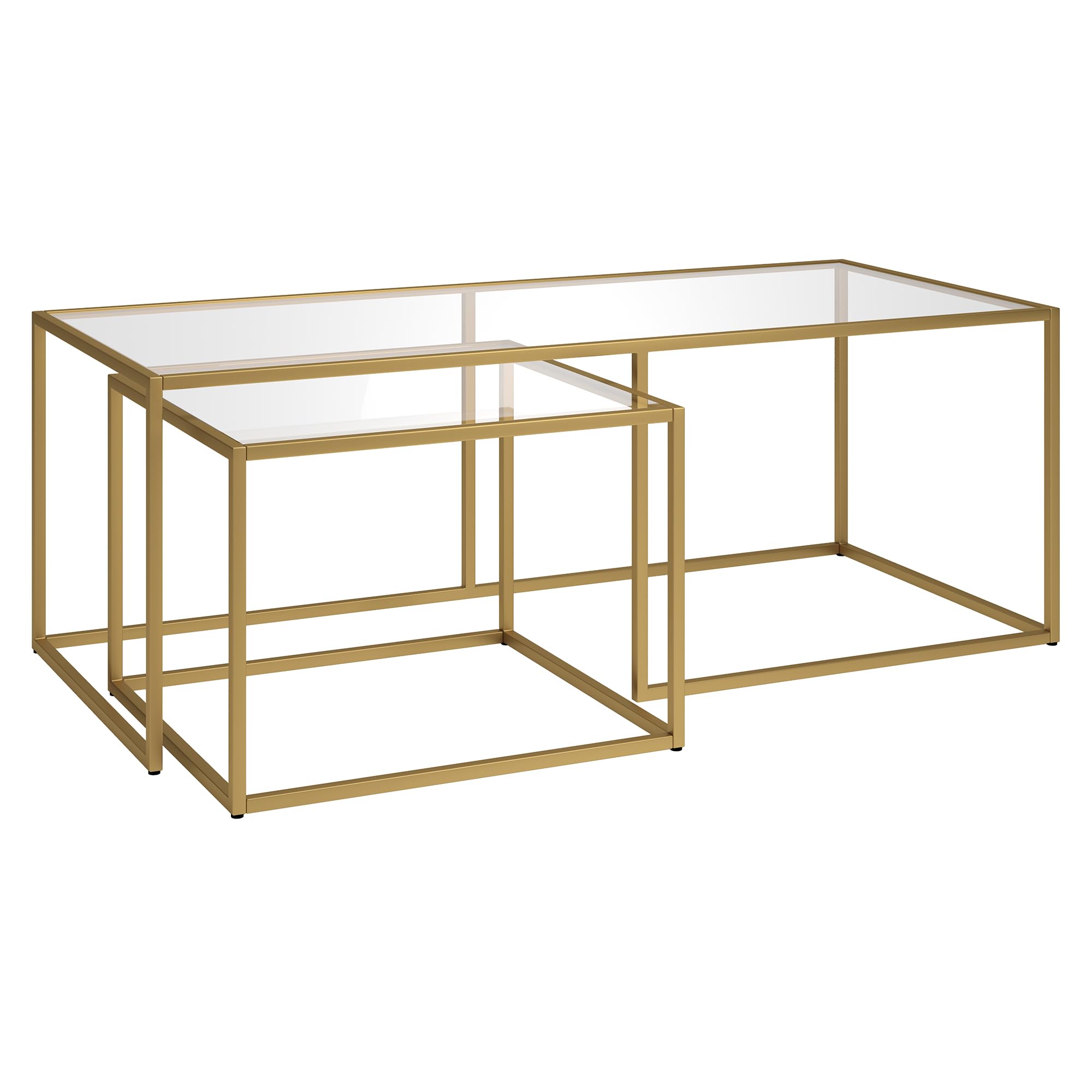 Henn&Hart Kennedy Rectangular Nested Coffee Table in Brass - 50
