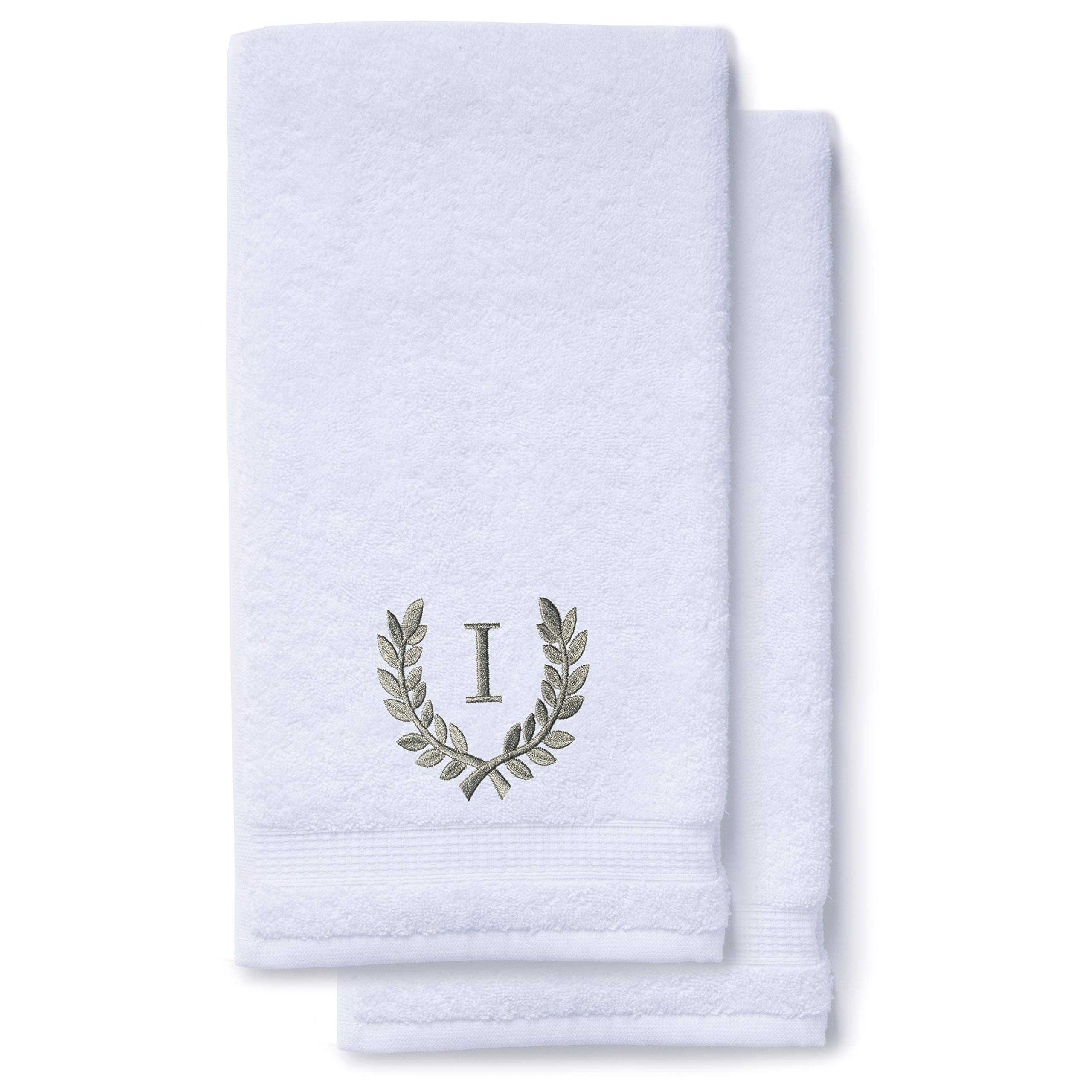 Personalized Monogrammed Hand Towels Set of 2 - Luxury Turkish Cotton 16x30 Inch for Bathroom, Kitchen & Spa | Custom Wedding Bridal Gift with Roman Font | Decorative Oversized Towels for Makeup, Guest Bath & Luxury Home Decor