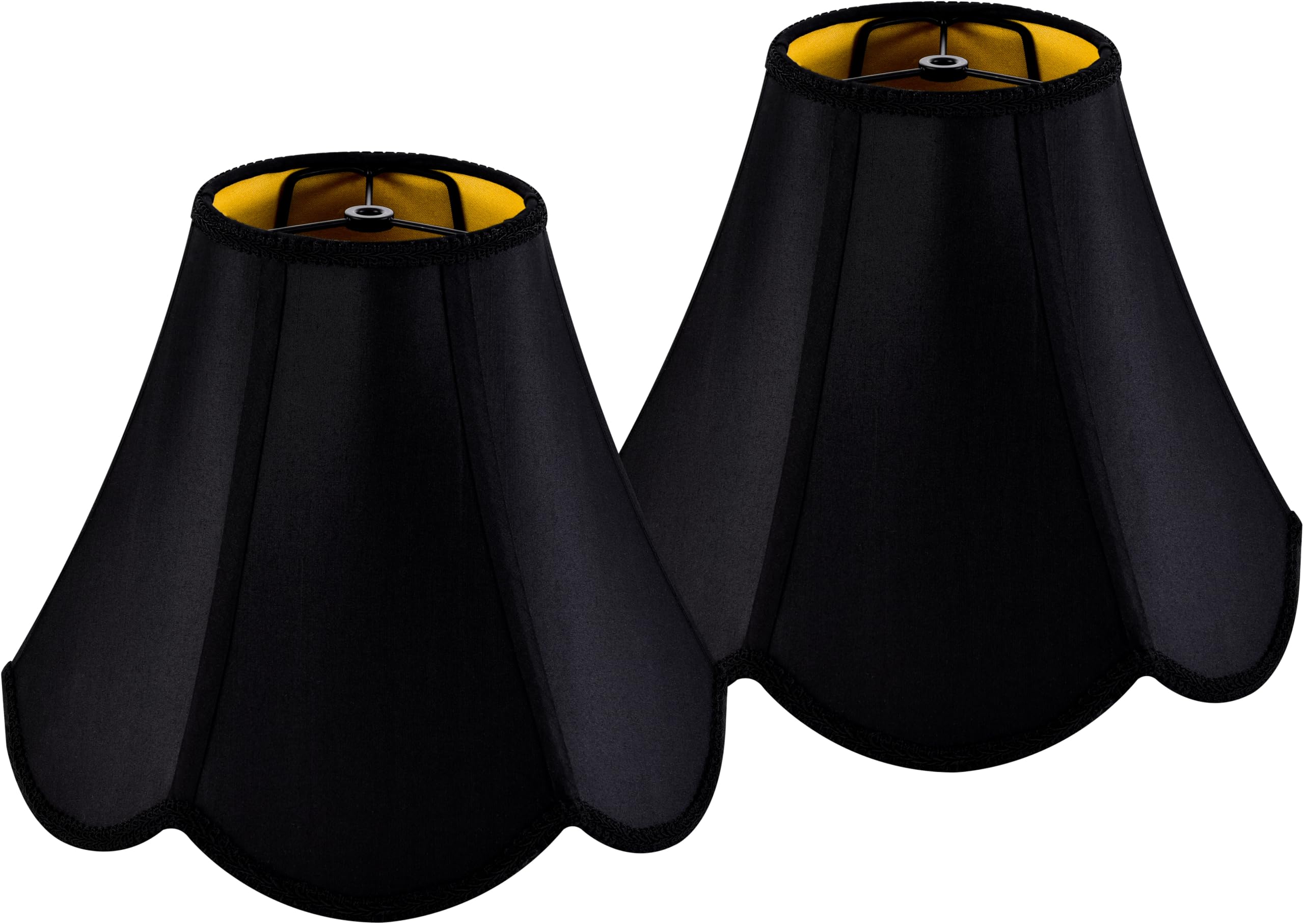 GO&SO Black Bell Lamp Shades Set of 2 - Scalloped Petal Edge Design, 6