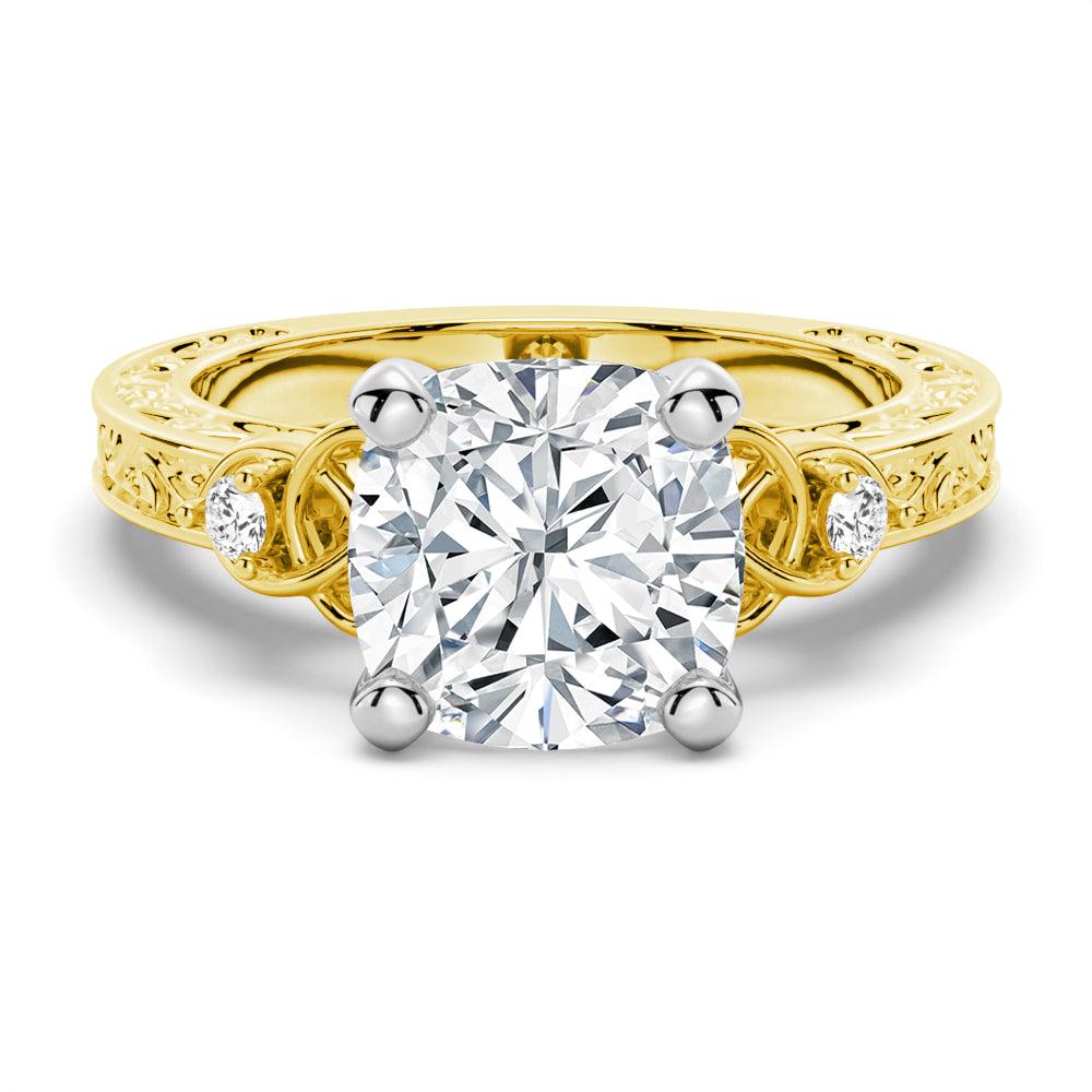 Vintage Celtic Knots Design Cushion Cut Moissanite Engagement Ring for Women - Wedding, Proposal, Anniversary Gift - Handcrafted Sterling Silver or Gold Plated Jewelry