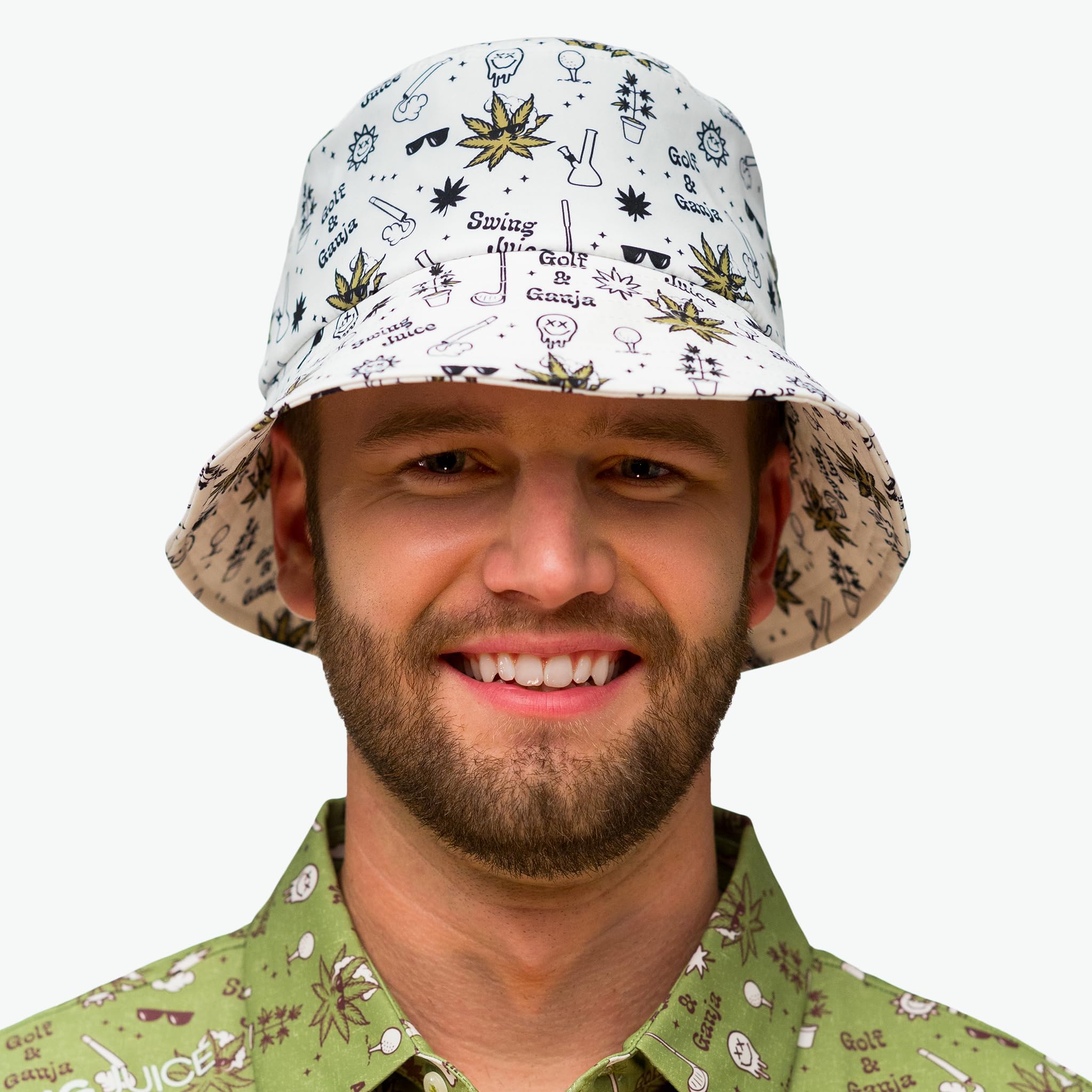 Funny Golf & Ganja Bucket Hat for Men & Women - Adjustable Sun Protection Hat for Golfing, Outdoor Activities & Casual Wear