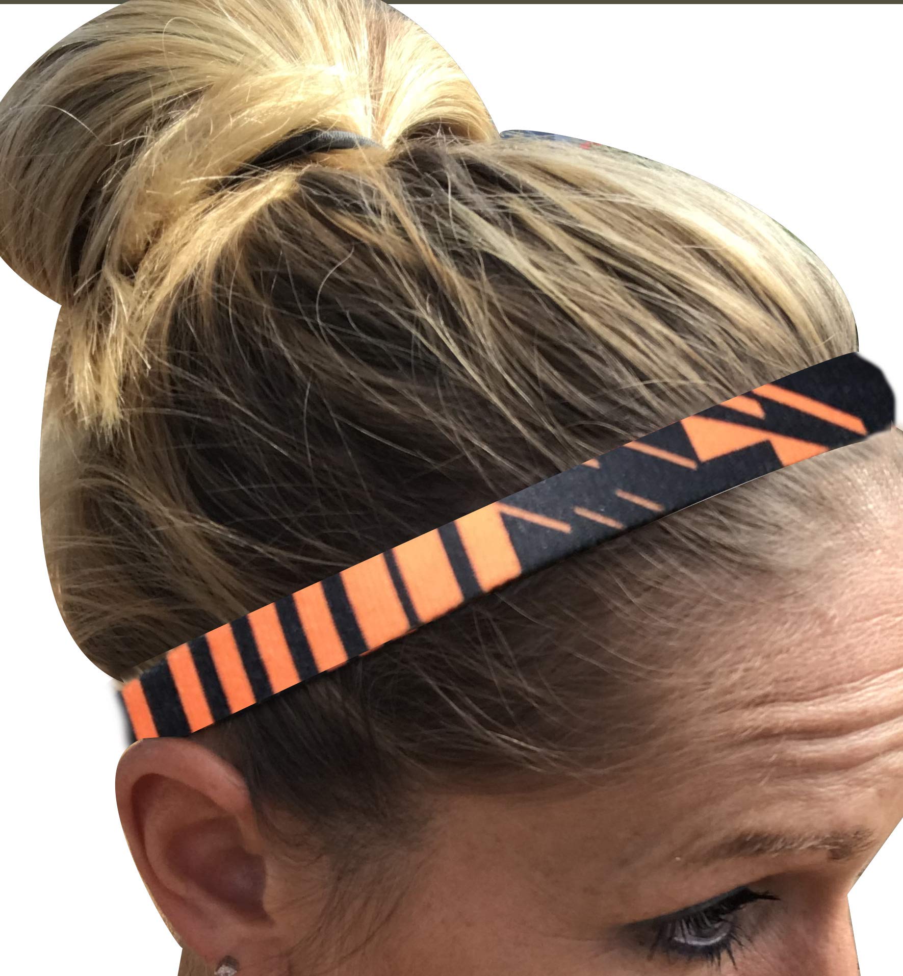 No Slip Grip Sports Headband for Women & Men - Sweat Absorbent Athletic Headband for Running, Yoga, Workout & Tennis - Non Slip Slim Hair Band for Active Lifestyles