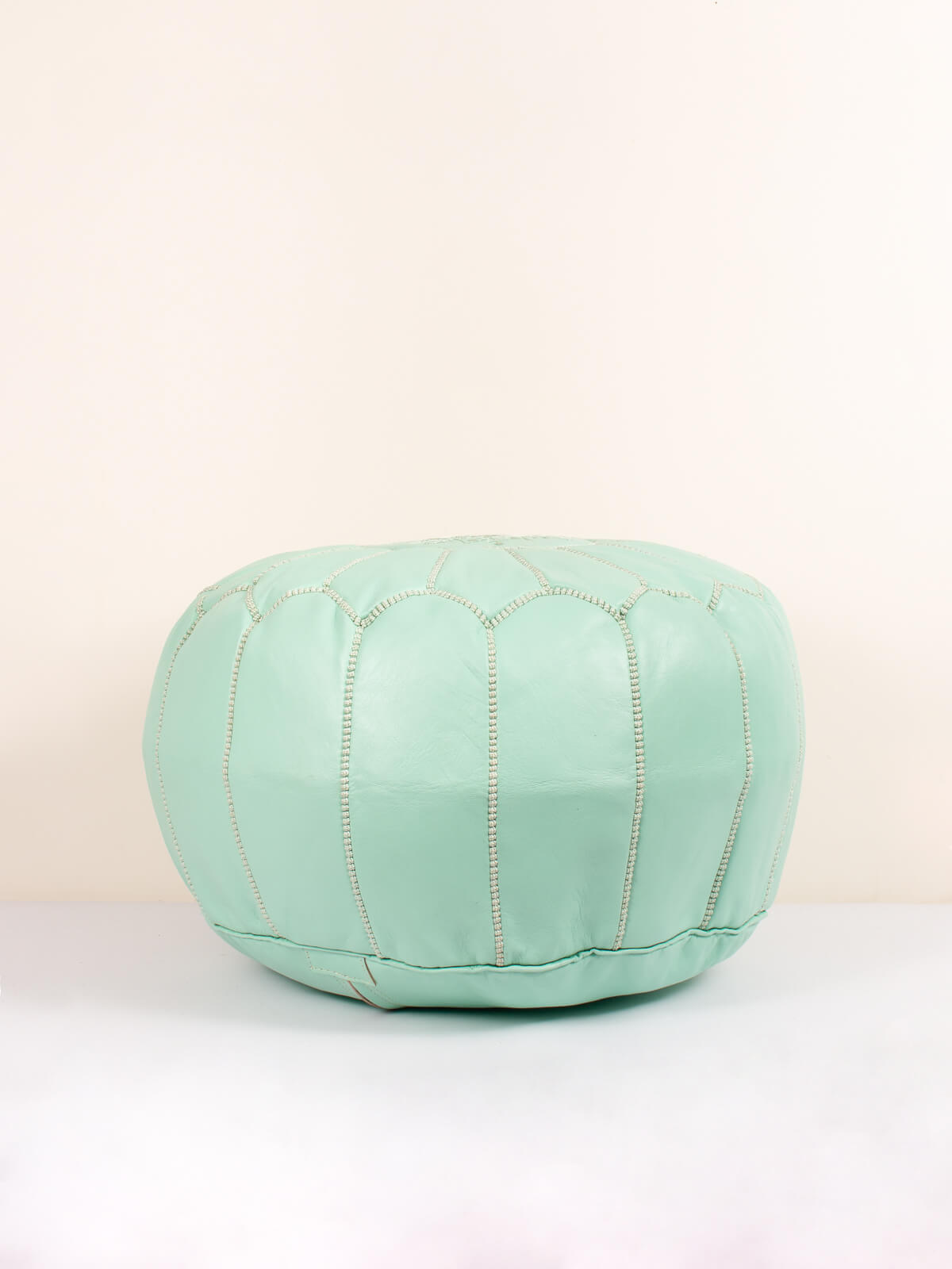 Handmade Moroccan Leather Pouffe Ottoman - Duck Egg Blue - Boho Chic Footstool for Living Room, Bedroom & Nursery Decor