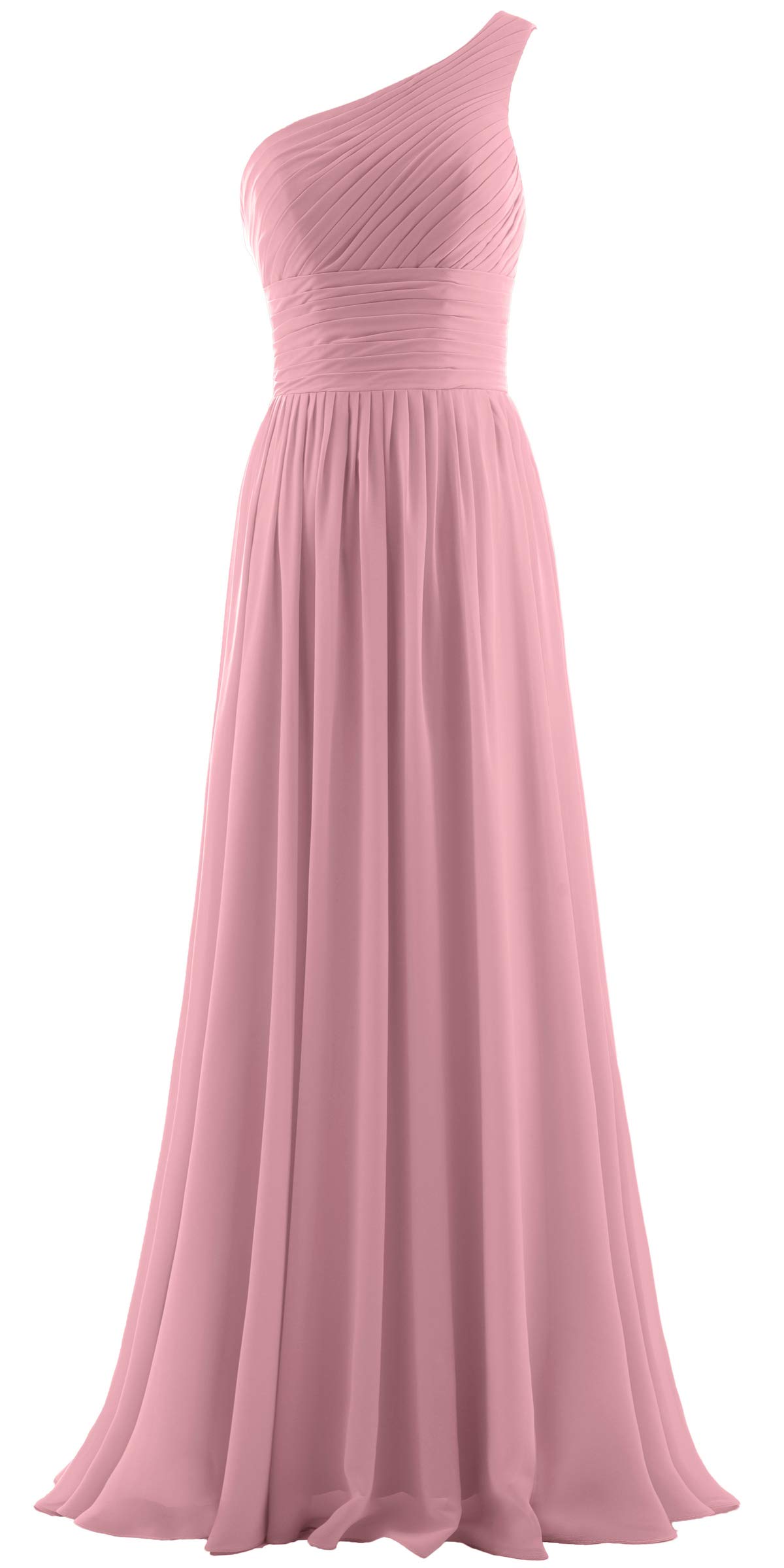 Elegant One Shoulder Pleated Chiffon Bridesmaid Dress - Long Formal Evening Gown for Wedding, Party & Special Occasions | Perfect for Bridesmaids, Prom, Cocktail Events & Black Tie Galas