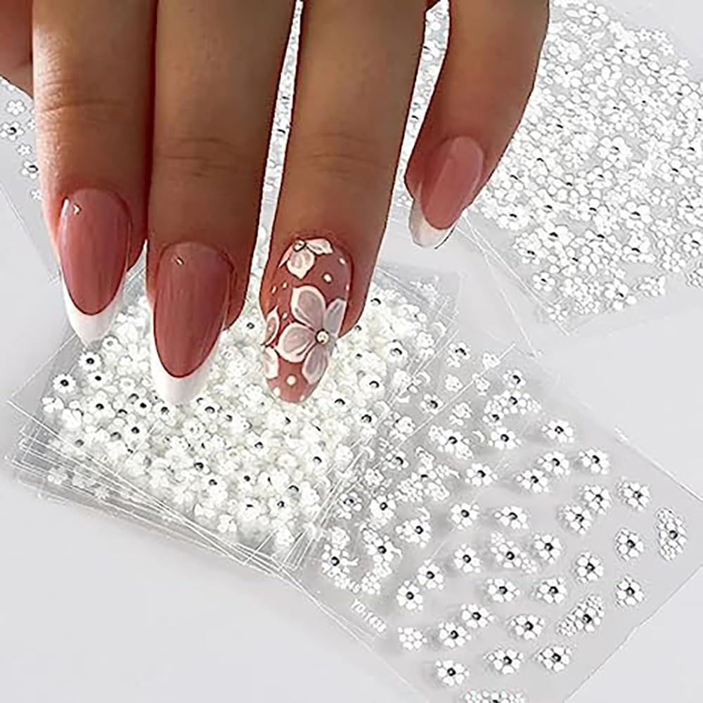 30 Sheets 3D Flower Nail Stickers - Embossed Rhinestone Nail Art Decals for Gel & Acrylic Nails | Self-Adhesive Manicure Decorations for Women | Perfect for Spring Summer Nail Designs, Bridal Parties & Salon Nail Art