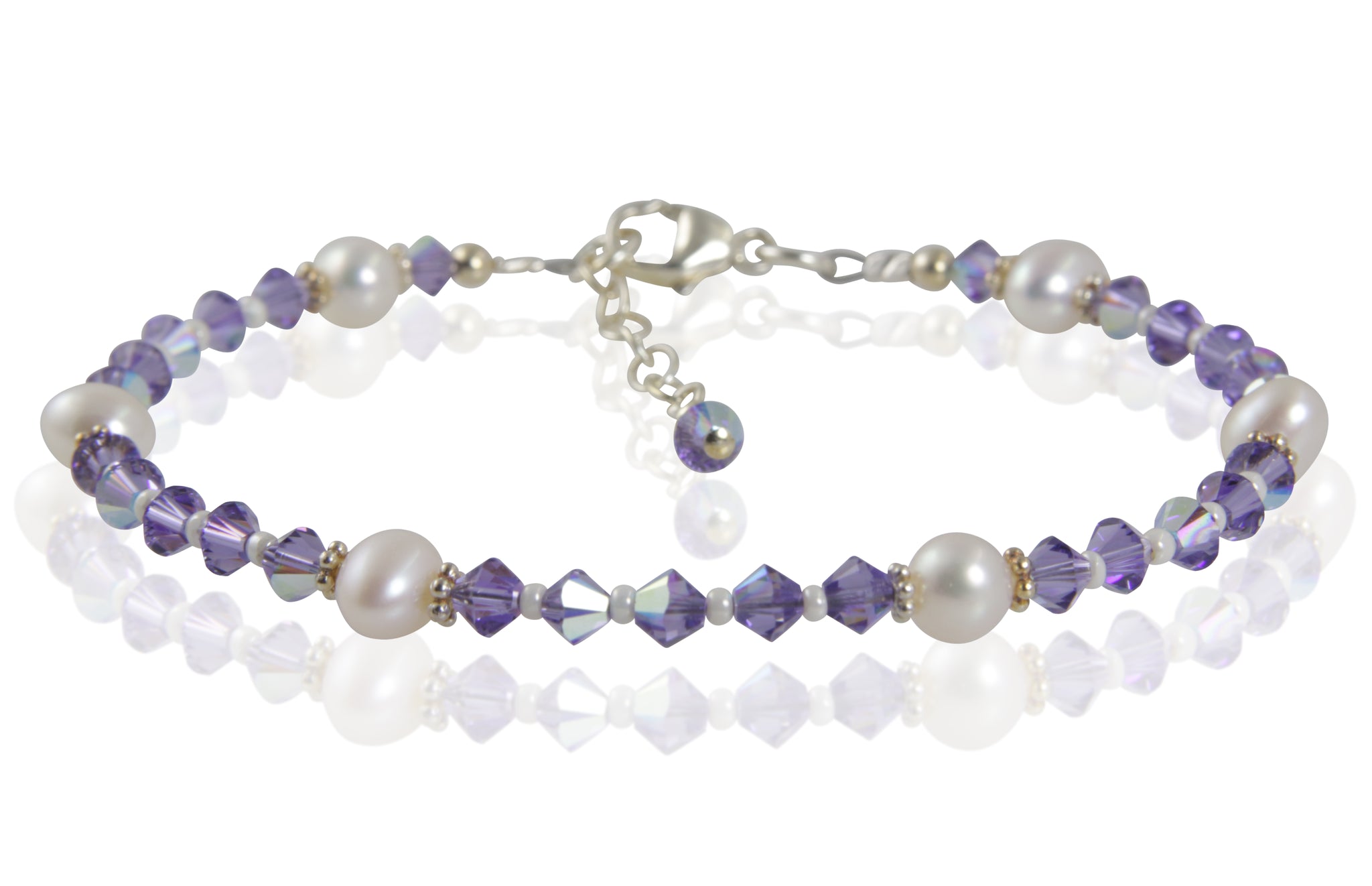 Tanzanite Purple Crystal Pearl Bracelet for Women - Elegant Handmade Jewelry Gift for Birthday, Anniversary & Special Occasions
