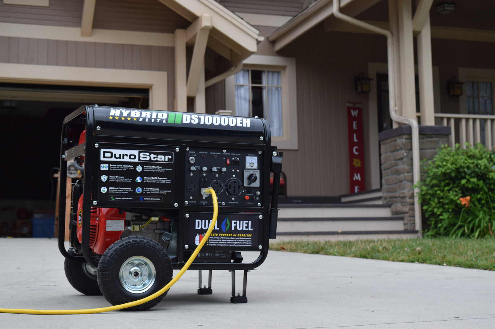 10,000 Watt Dual Fuel Portable Generator - Gas & Propane Powered for Home Backup, Camping & Outdoor Use
