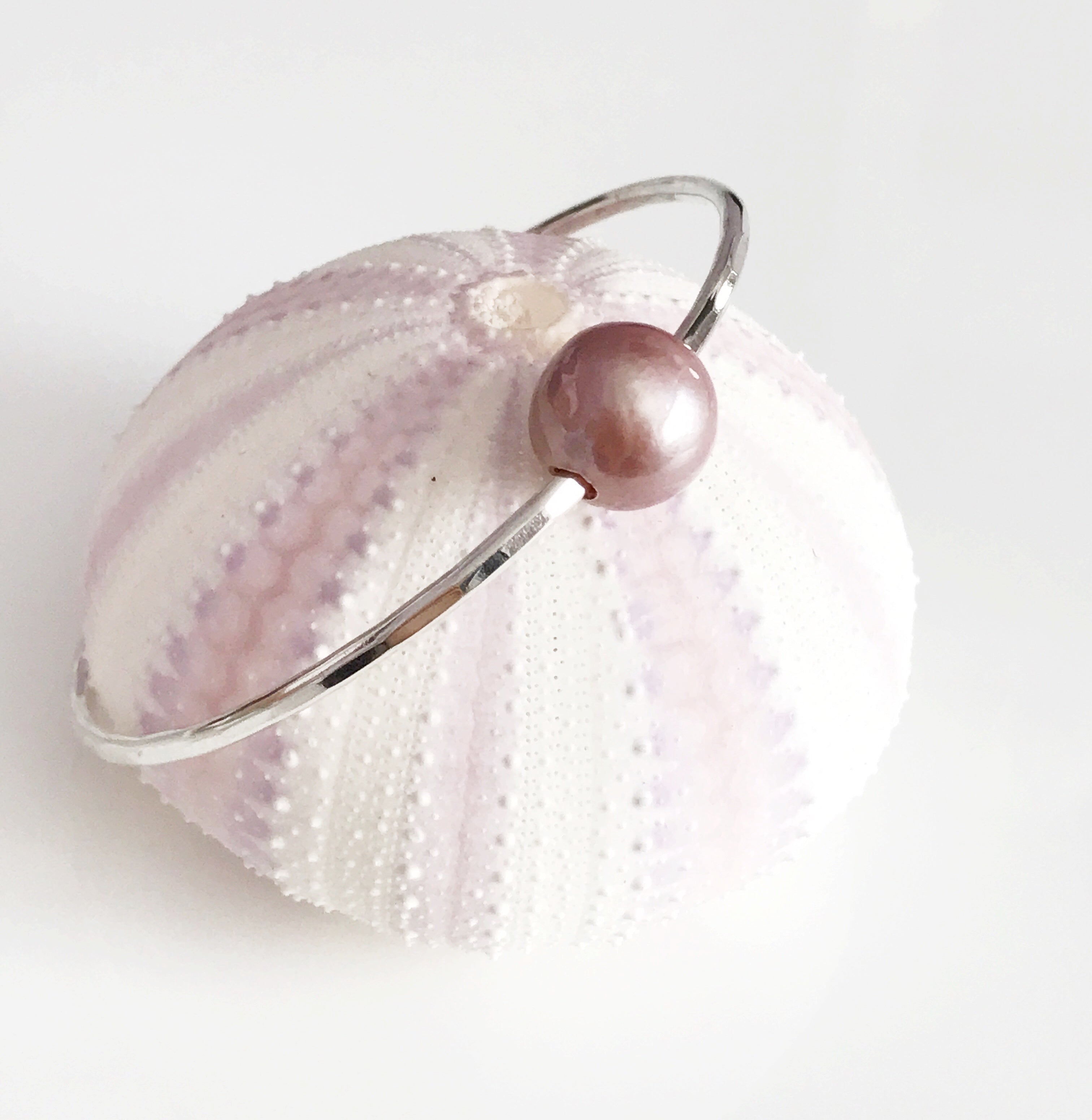 Lavender Pearl Bangle Bracelet - MIKA B345 | Elegant Handmade Jewelry for Women, Perfect for Weddings, Parties & Special Occasions