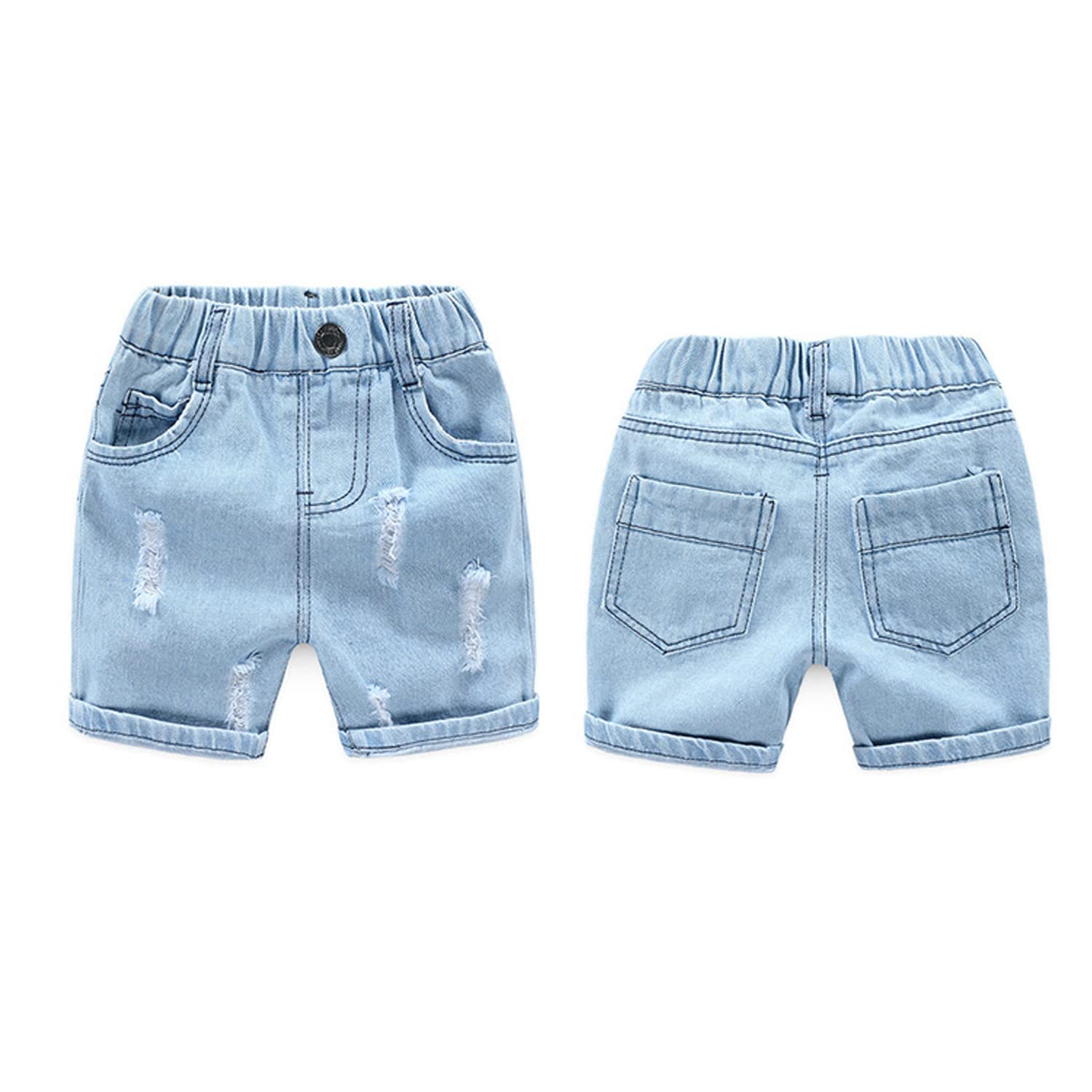 EISHOW Baby Boys' Fashion Jeans Shorts - Toddler Summer Casual Elastic Waist Ripped Denim Short Pants for Playground & Outdoor Activities