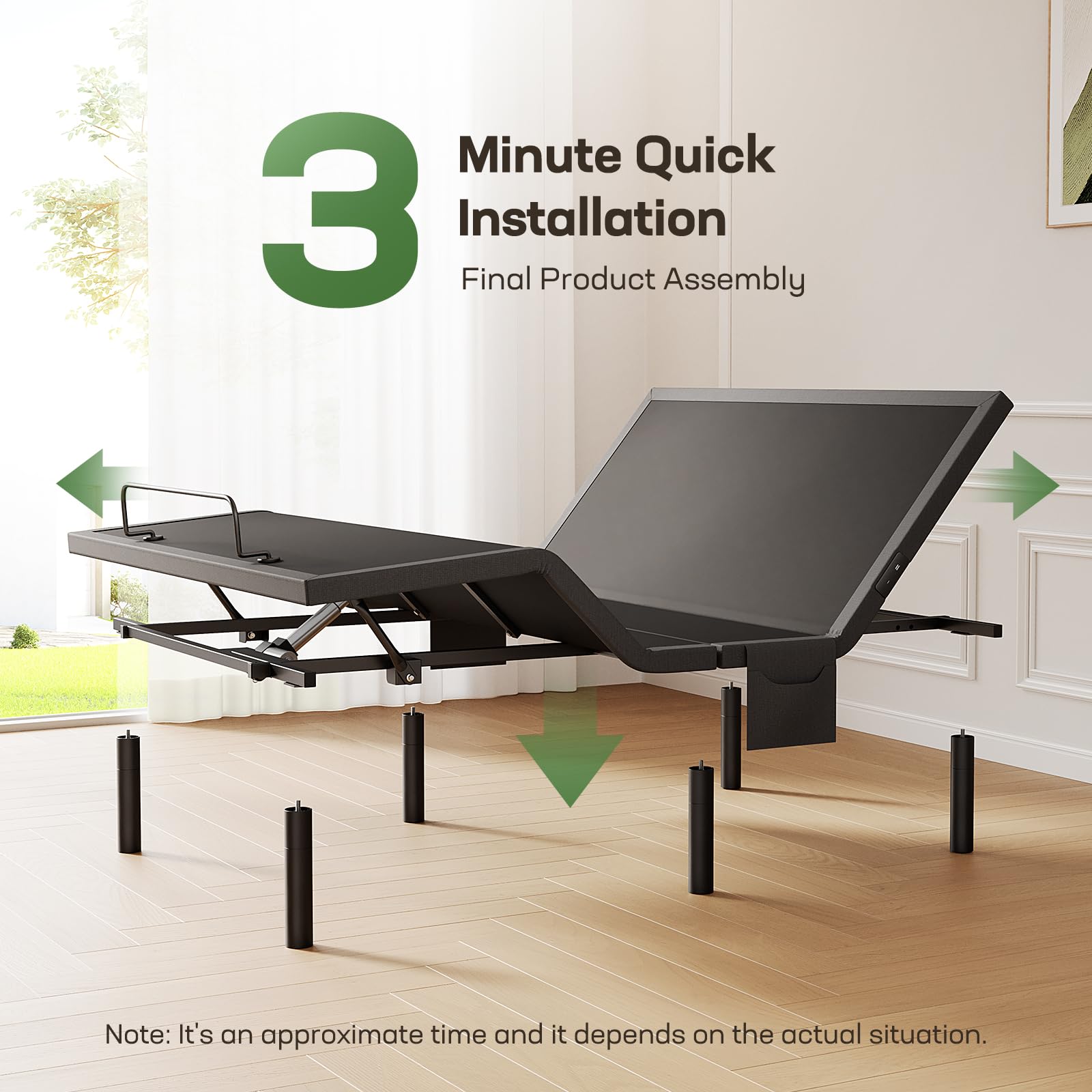 Marsail MS01 Queen Adjustable Bed Base Frame with 4 USB Ports (A&C), Under-Bed Nightlight & Wireless Remote - 3-Minute Assembly, 4 Height Options - Perfect for Home, Office, and Guest Room Comfort
