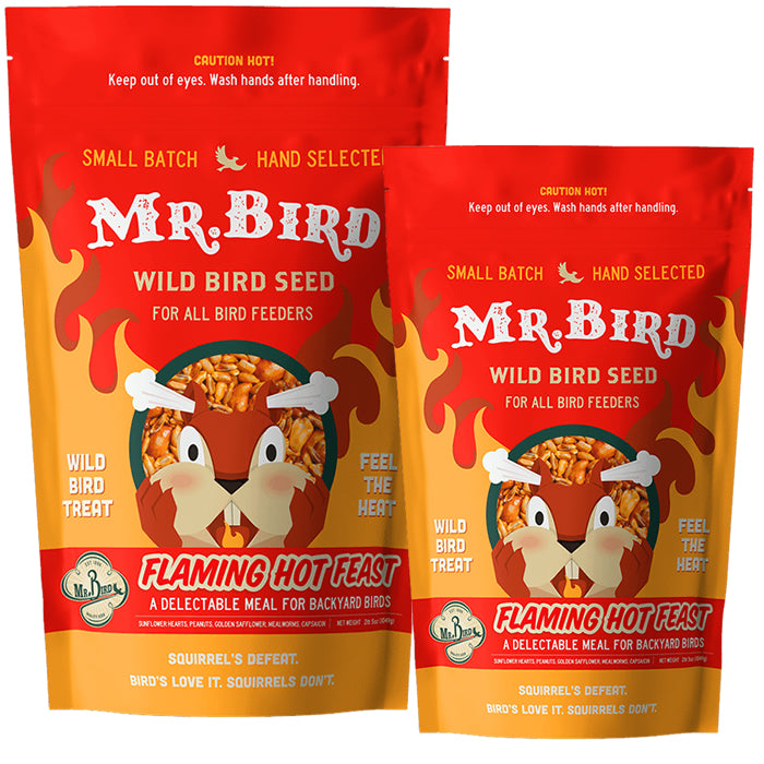 Mr. Bird Flaming Hot Feast Wild Bird Seed - Premium 2lb or 4lb Bag for Backyard Birds | Attracts Cardinals, Finches & Woodpeckers | Perfect for Bird Feeders & Wildlife Gardens