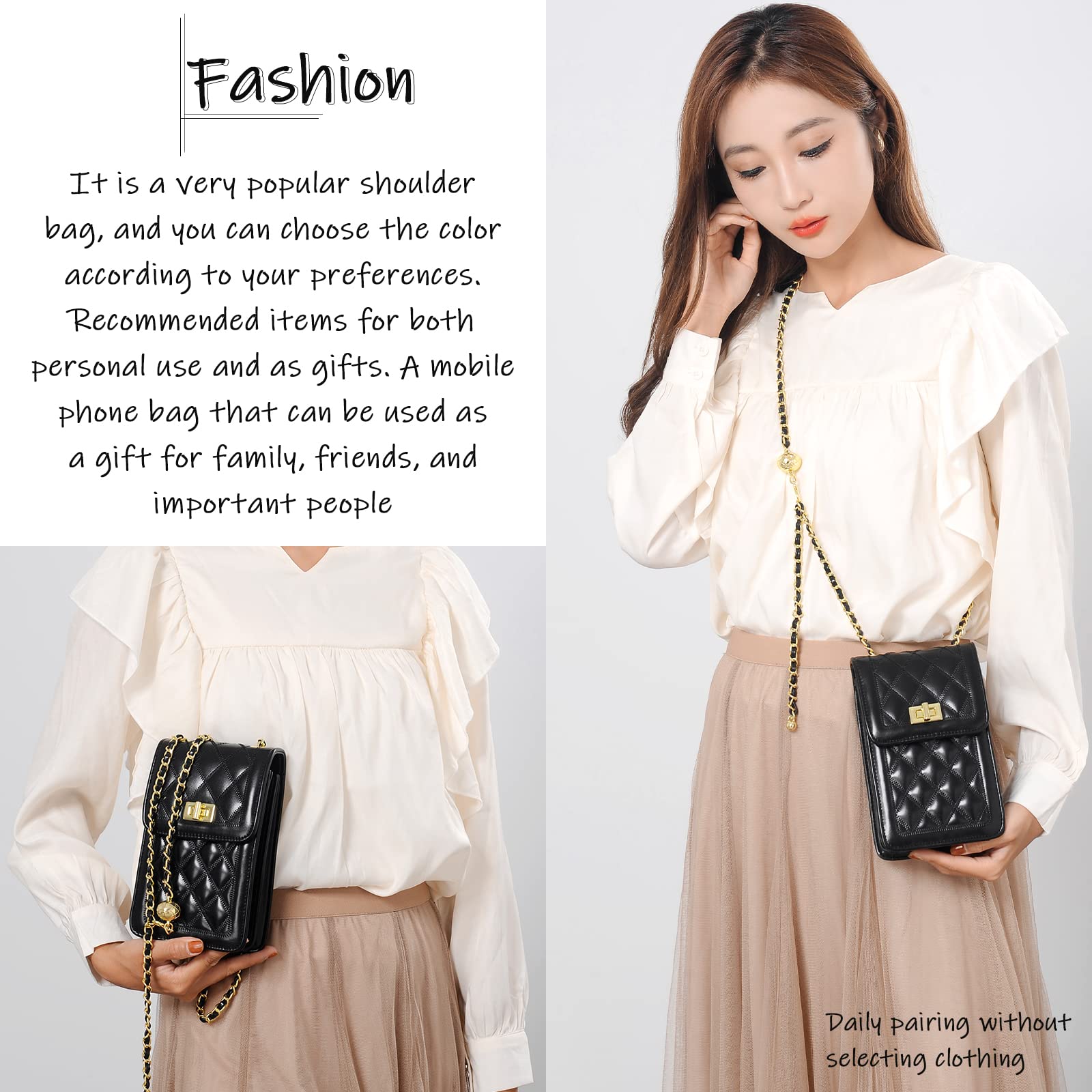 FSD.WG Women's Small Crossbody Leather Phone Purse - Mini Messenger Shoulder Bag with Wallet - Perfect for Travel, Shopping & Everyday Use