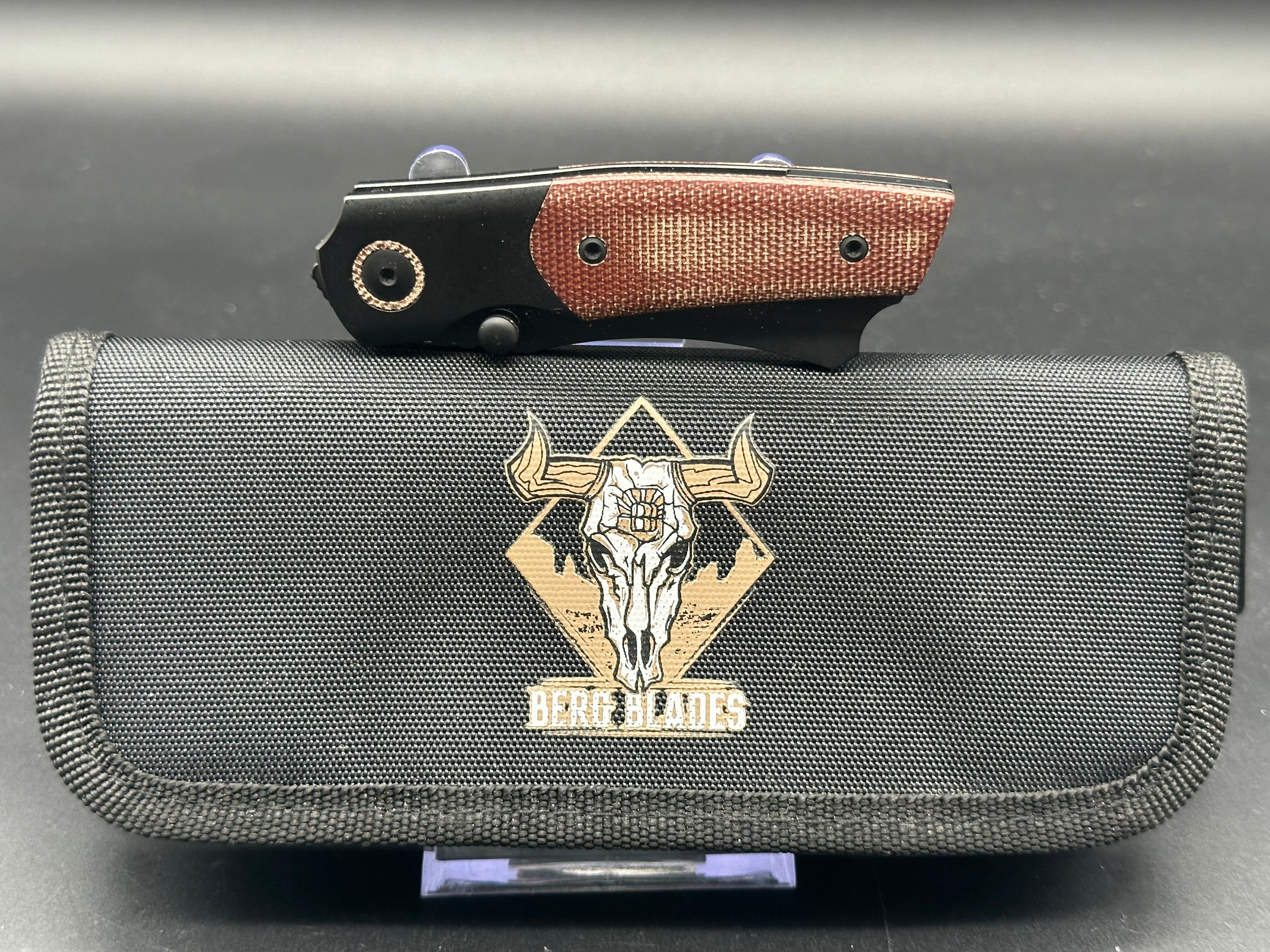 Berg Blades Mini Barber Titanium Folding Knife - Brown Micarta Scales & M390 Steel Blade for EDC, Outdoor Adventures, and Everyday Carry