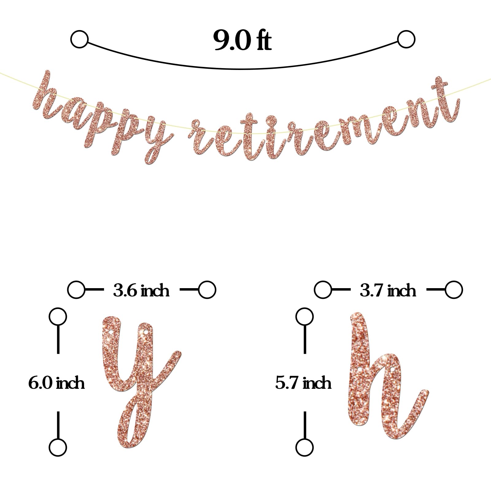 Rose Gold Happy Retirement Banner - Glitter Retirement Party Decorations, Retired Banner, Going Away & Farewell Party Supplies | Perfect for Office Celebrations, Home Decor & Milestone Events