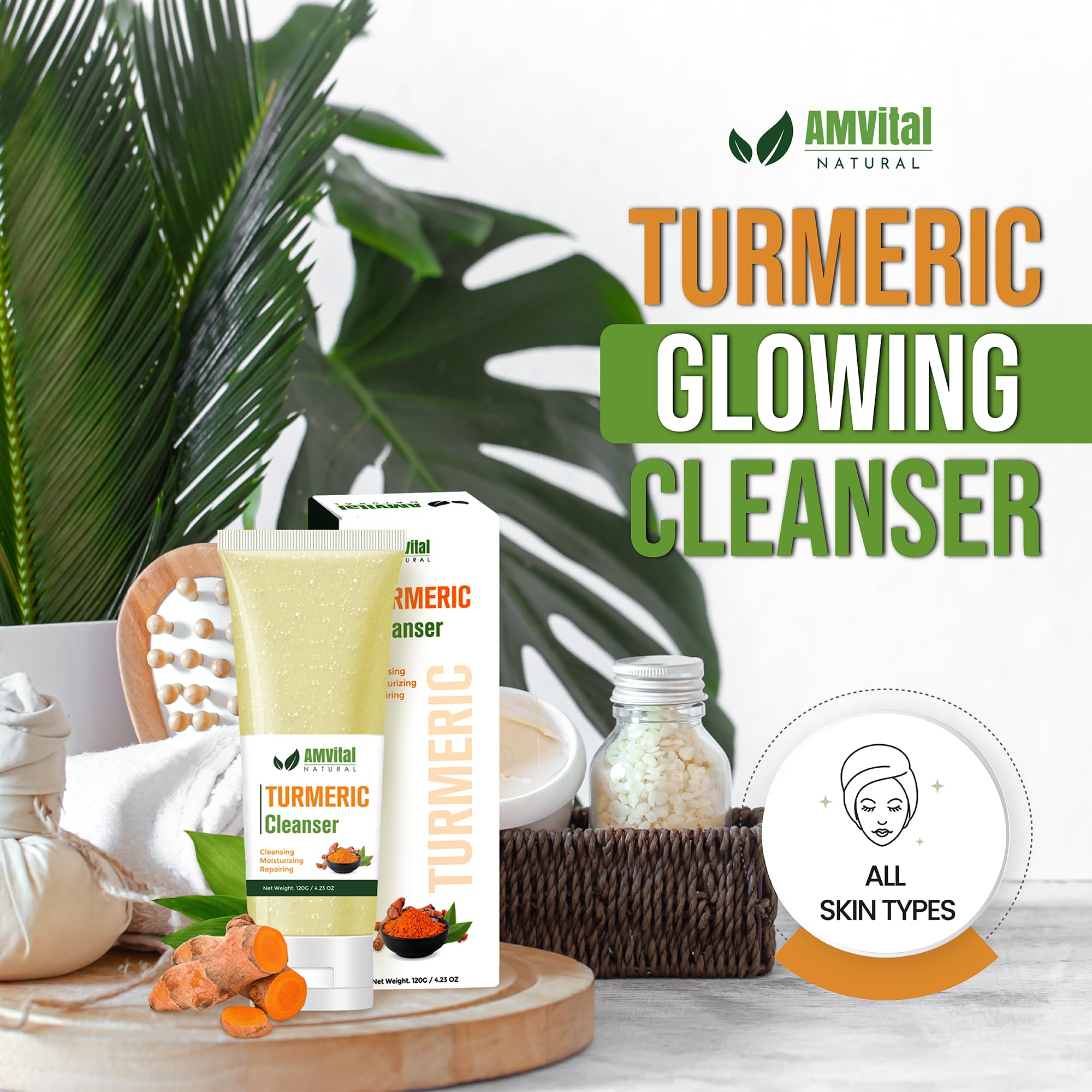 Turmeric Face Wash for Acne & Brightening - Natural Gentle Daily Cleanser with Organic Ingredients - Perfect for Sensitive Skin & Morning Skincare Routine