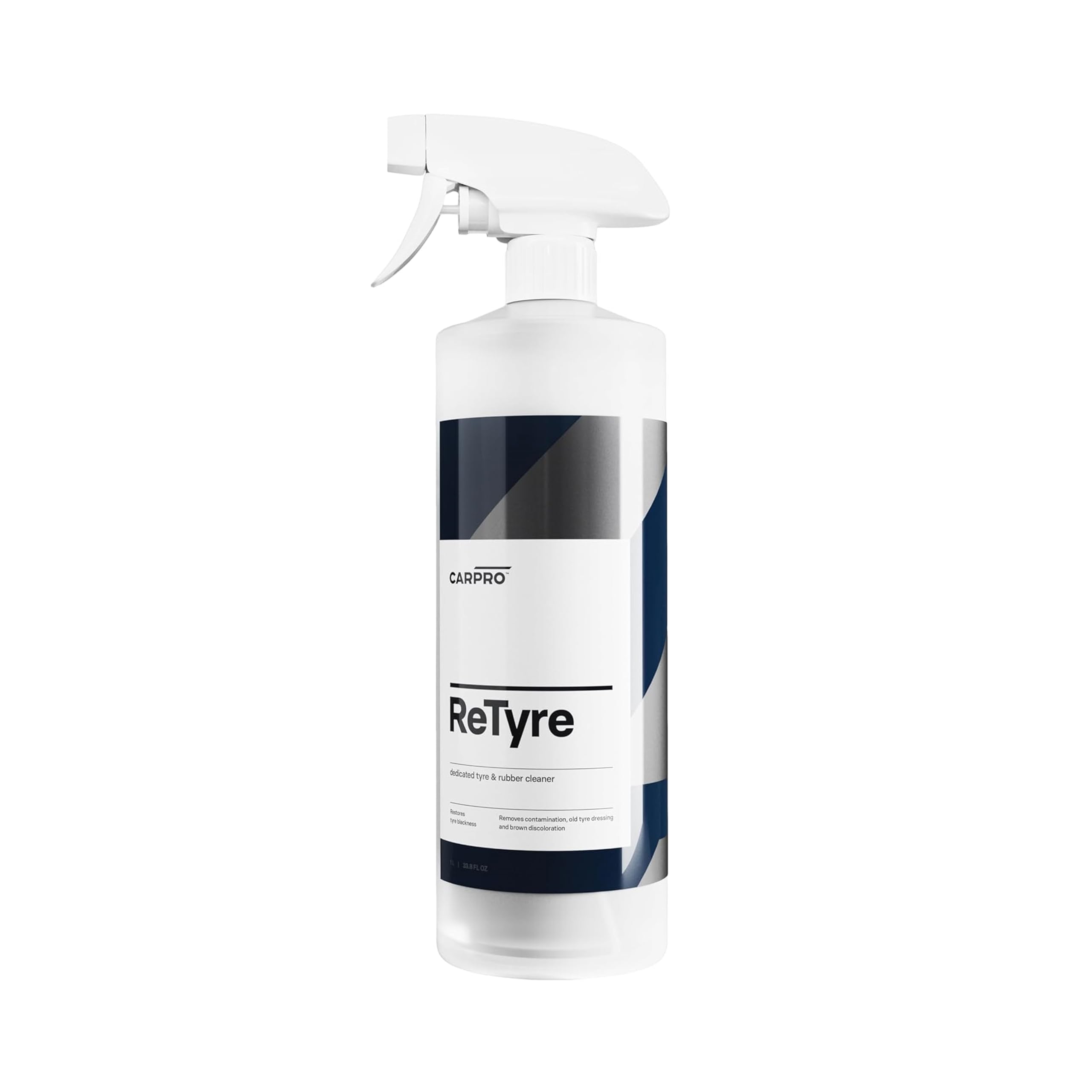 CARPRO ReTyre All-in-One Tire & Rubber Cleaner - 1L (34oz) Wheel & Tire Detailing Spray for Cars, Trucks & Motorcycles - Restores Shine & Removes Brake Dust - Perfect for Auto Detailing & Car Wash