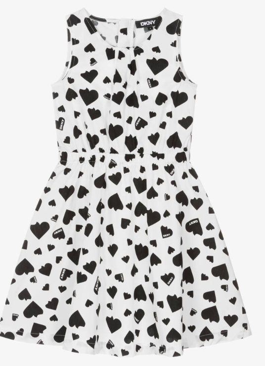 DKNY Heart Print Long Sleeve Dress for Women - Elegant Floral Allover Design, Size 4-14A - Perfect for Date Nights, Parties & Special Occasions