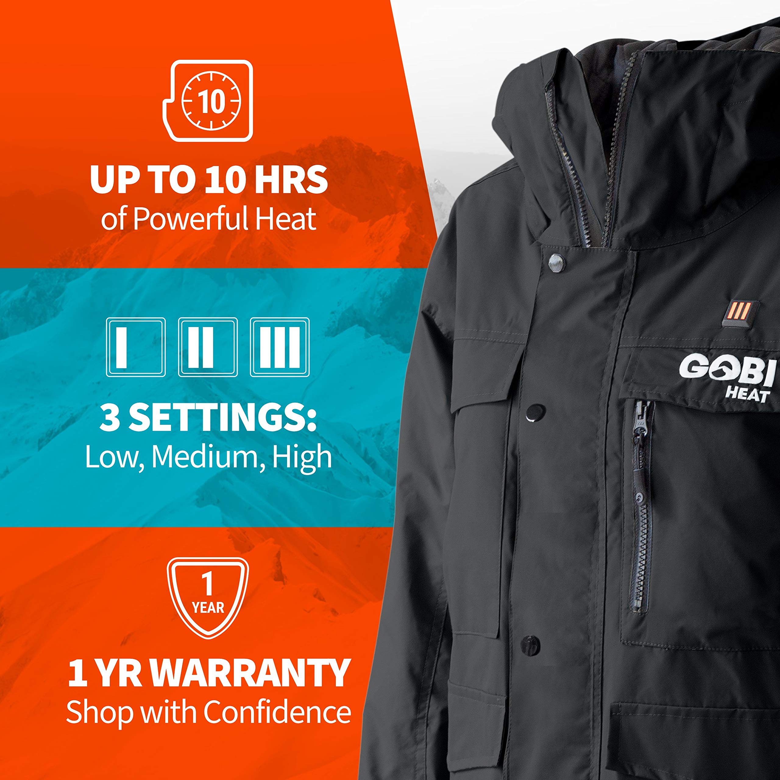 Women's Heated Ski Jacket with 10-Hour Battery Life | Rechargeable Winter Jacket with USB Charging Cable | Machine Washable | Perfect for Skiing, Snowboarding & Cold Weather Outdoor Activities