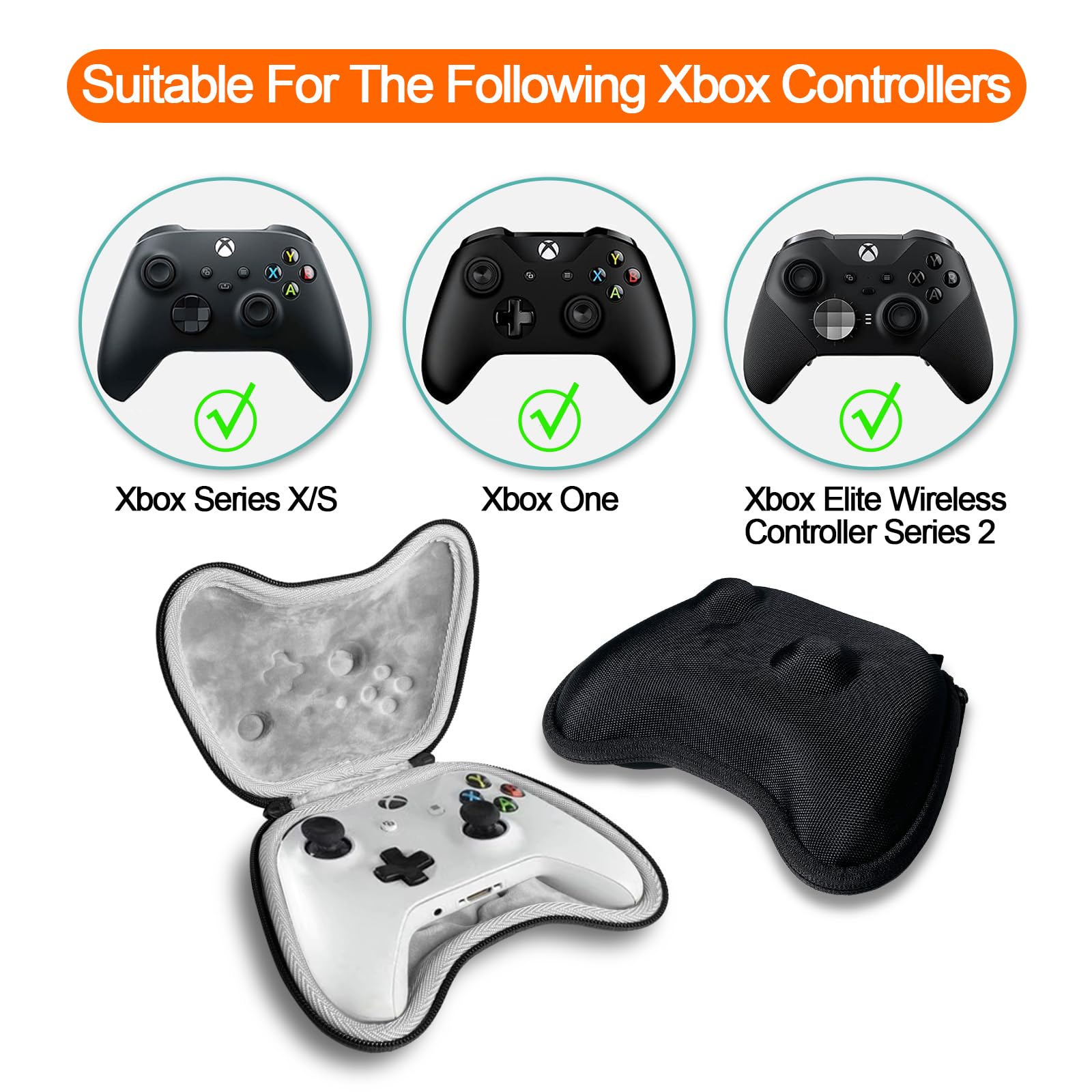Premium Hard Travel Case for Xbox One/Series X/S & Elite 2 Controller - Durable EVA Protective Storage Box with Handle for Wireless Gaming Controllers - Perfect for Travel, Home Organization & Gaming Accessories Storage (Black)
