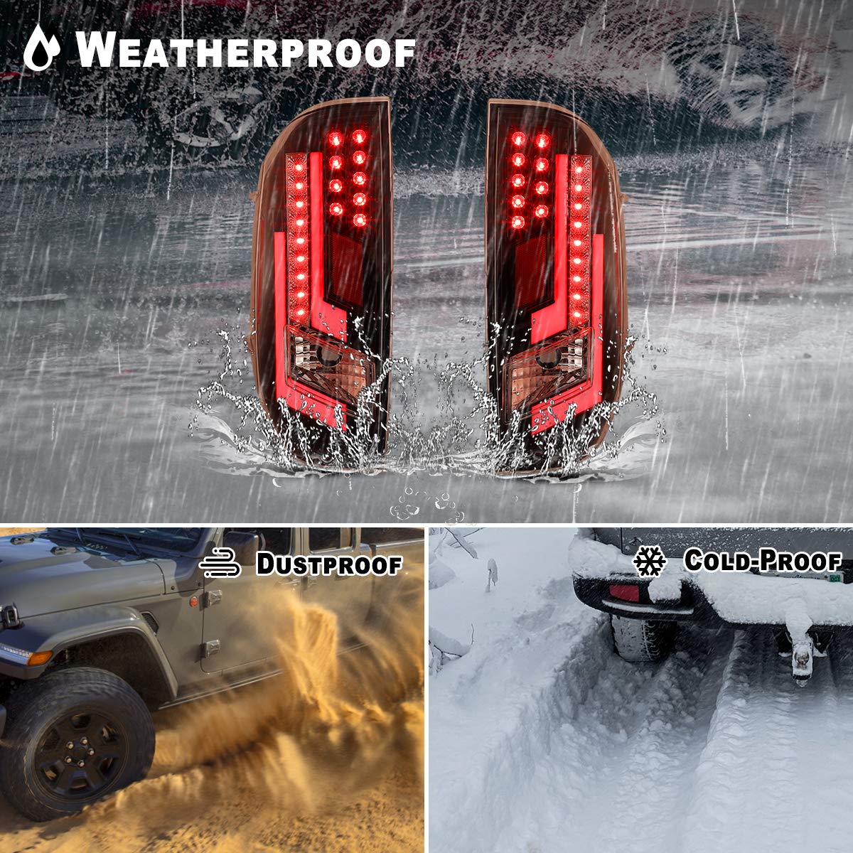 ROXX LED Tail Lights Assembly for 2014-2020 Toyota Tundra - Clear LED Turn Signal, DRL & Brake Light Replacement Kit (Driver & Passenger Side) | Perfect for Night Driving & Enhanced Safety