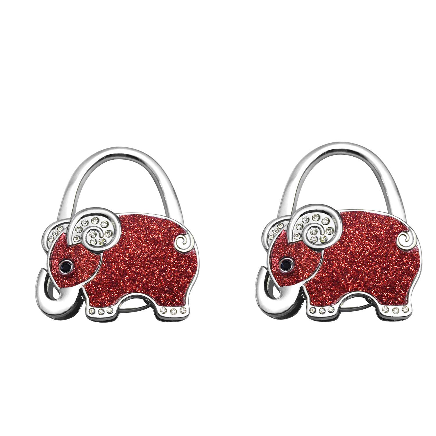 2 Pack Elephant Shaped Foldable Purse Hooks - Portable Handbag Hangers for Restaurants, Travel & Home Storage - Durable Table Hanger Holder for Purses, Bags & Accessories