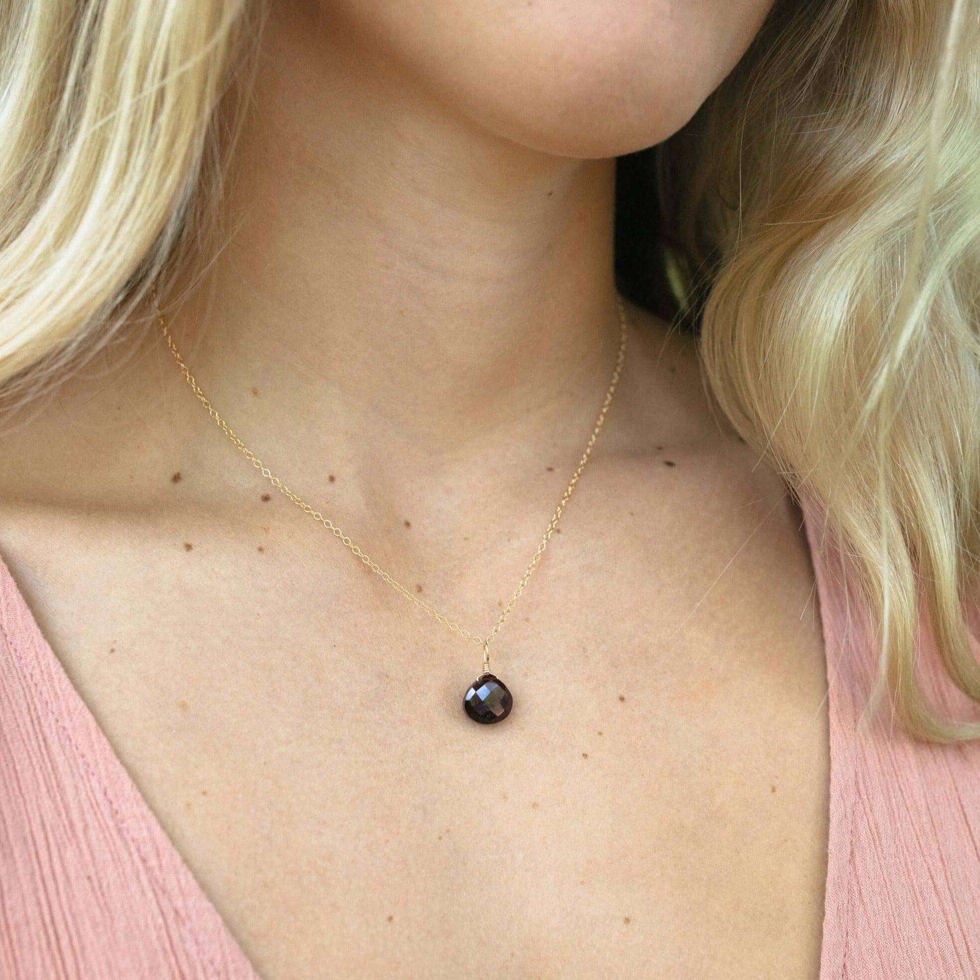 Elegant Tiny Garnet Teardrop Crystal Pendant Necklace for Women - Perfect for Valentine's Day Gifts, Anniversary & Evening Parties
