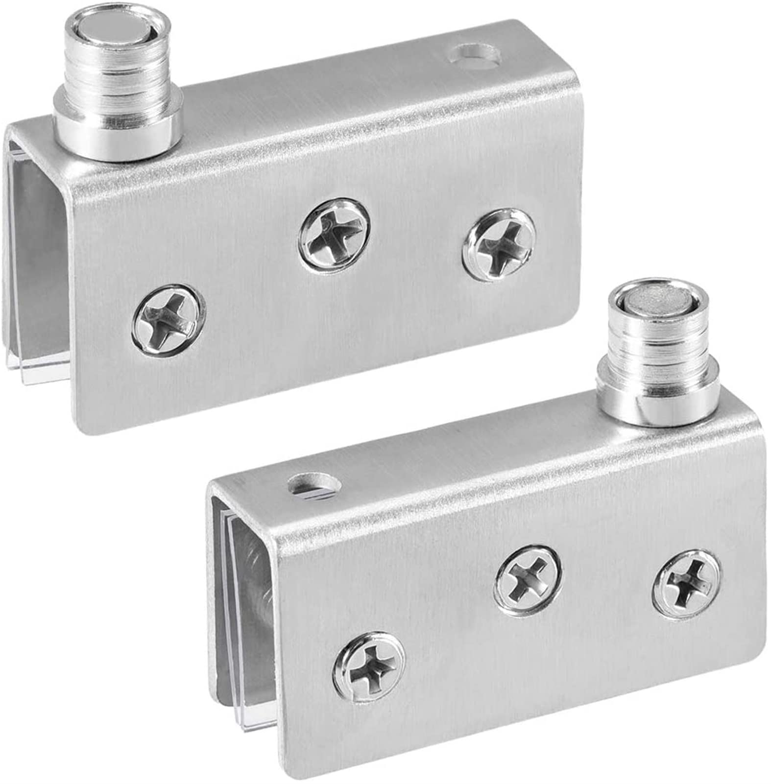 Stainless Steel Adjustable Glass Door Hinges - 8-10mm Thickness for Internal Doors, Kitchen Cabinets, Wardrobes & Cupboards - 52x16x26mm Pivot Hinge Clamp (1 Pair) - Perfect for Modern Home, Office & Commercial Spaces