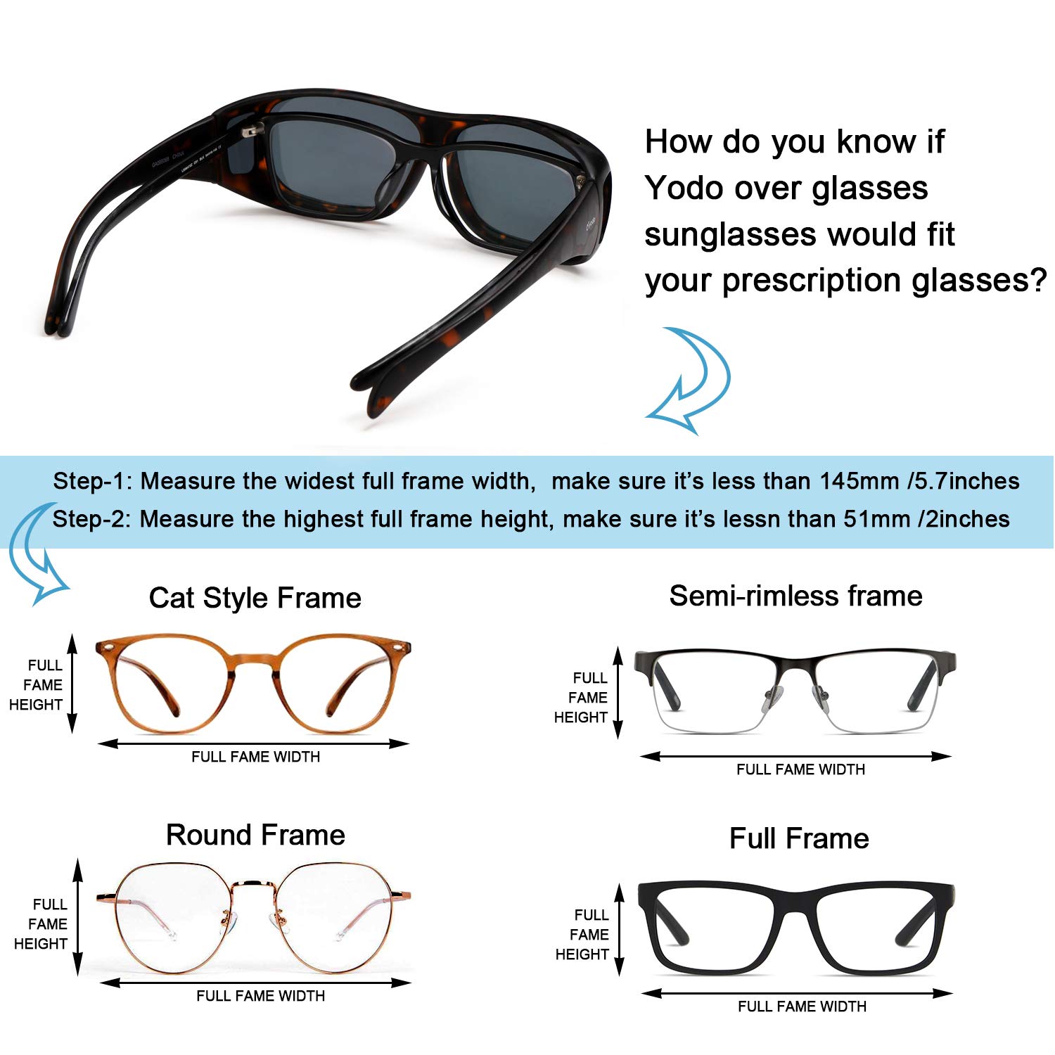 Yodo Fit Over Glasses Sunglasses - Polarized UV Protection for Men & Women - Perfect for Driving, Fishing, and Outdoor Activities