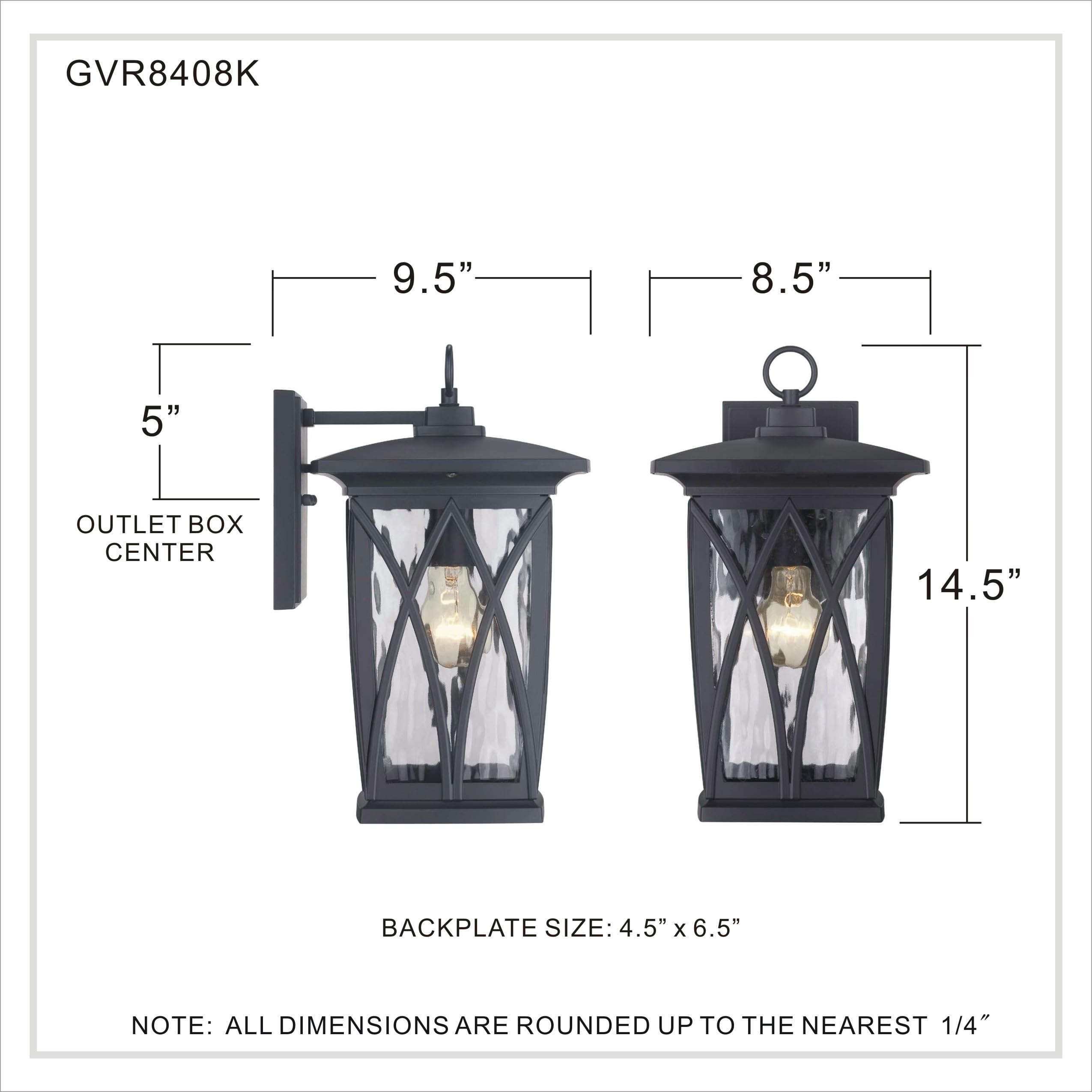 Quoizel Grover 1-Light Mystic Black Outdoor Lantern Lamp with Clear Water Glass Panels - Durable Aluminum Construction Standing Light for Porch, Garden & Patio Lighting