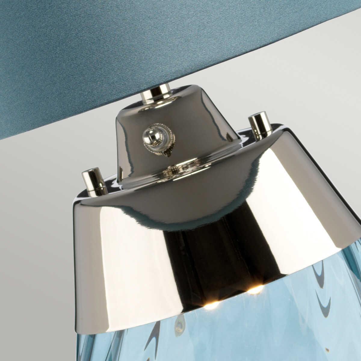 Elstead Lighting Lena 2-Light Small Blue Glass Table Lamp - Perfect for Bedroom Nightstand, Living Room Side Table & Office Desk Decor
