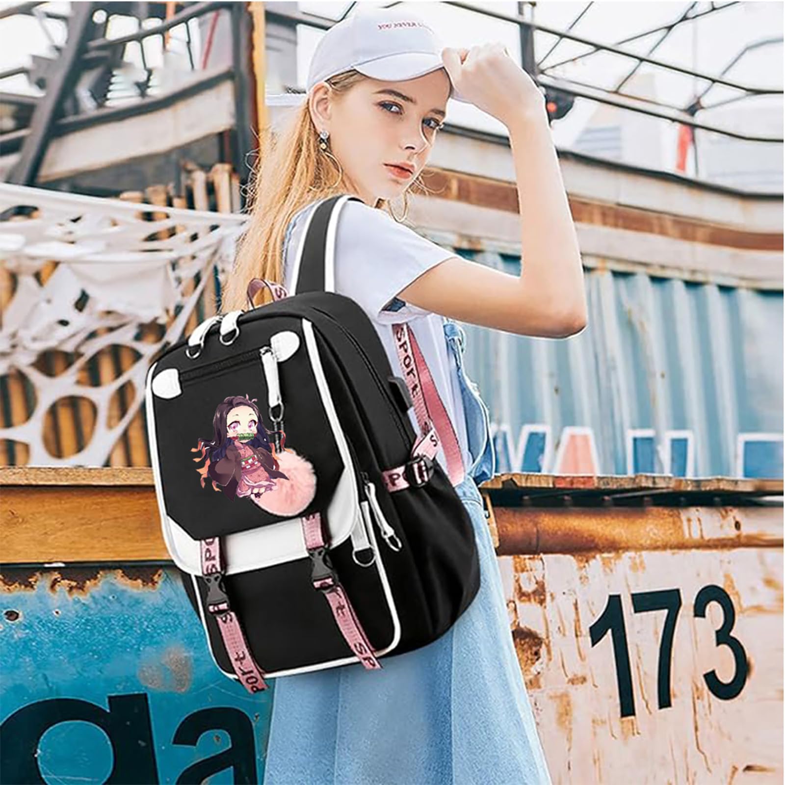 Anime Laptop Backpack for Women & Girls - Stylish 15.6 Inch College Bookbag with USB Charging Port, Durable Carry-On Daypack for School, Work & Travel