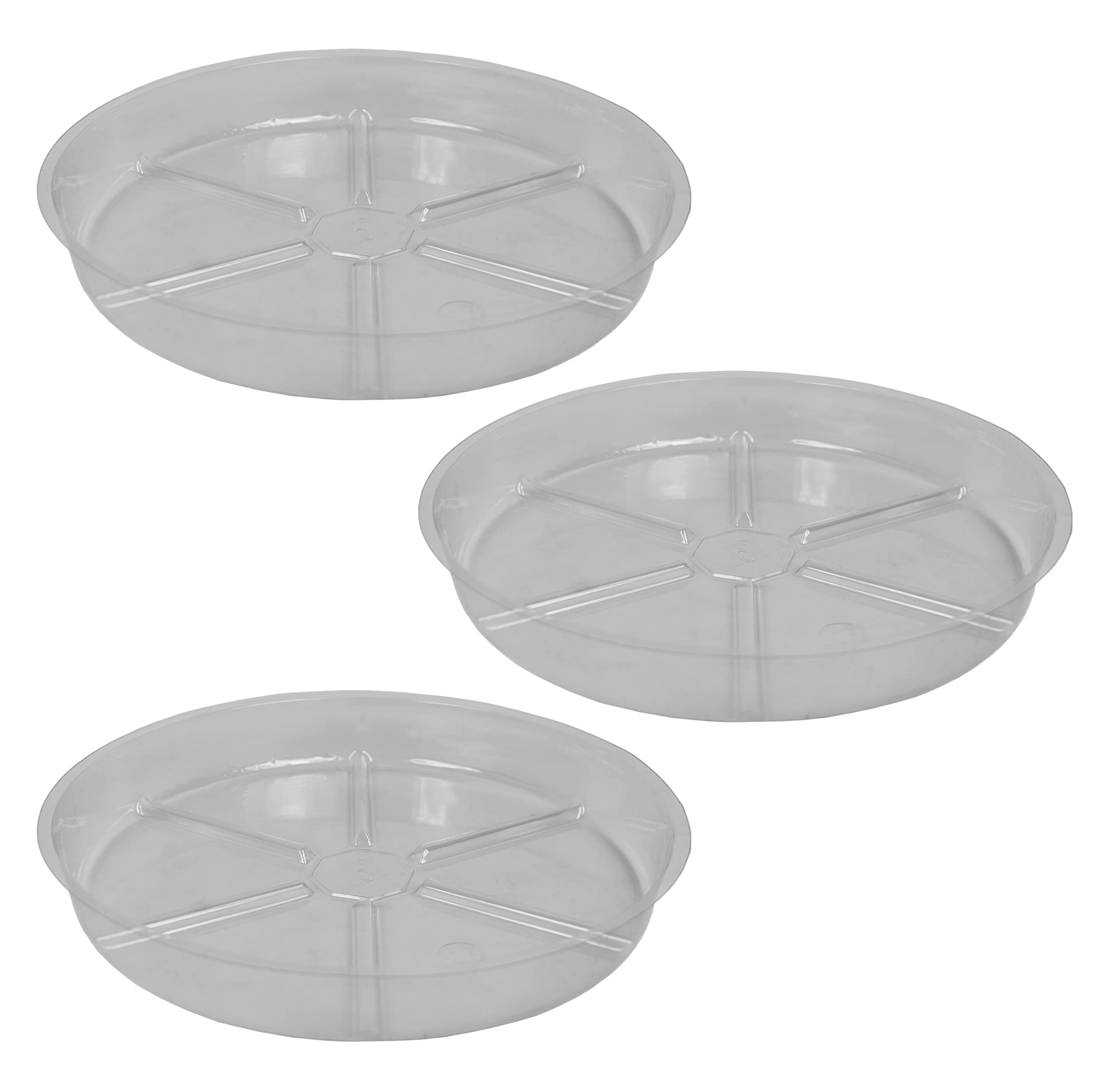 3-Pack 10 Inch Vinyl Plant Saucers - Heavy Duty Plant Trays & Water Catchers for Indoor/Outdoor Plants - Prevents Overwatering - Perfect for Pots, Planters & Gardening - 10
