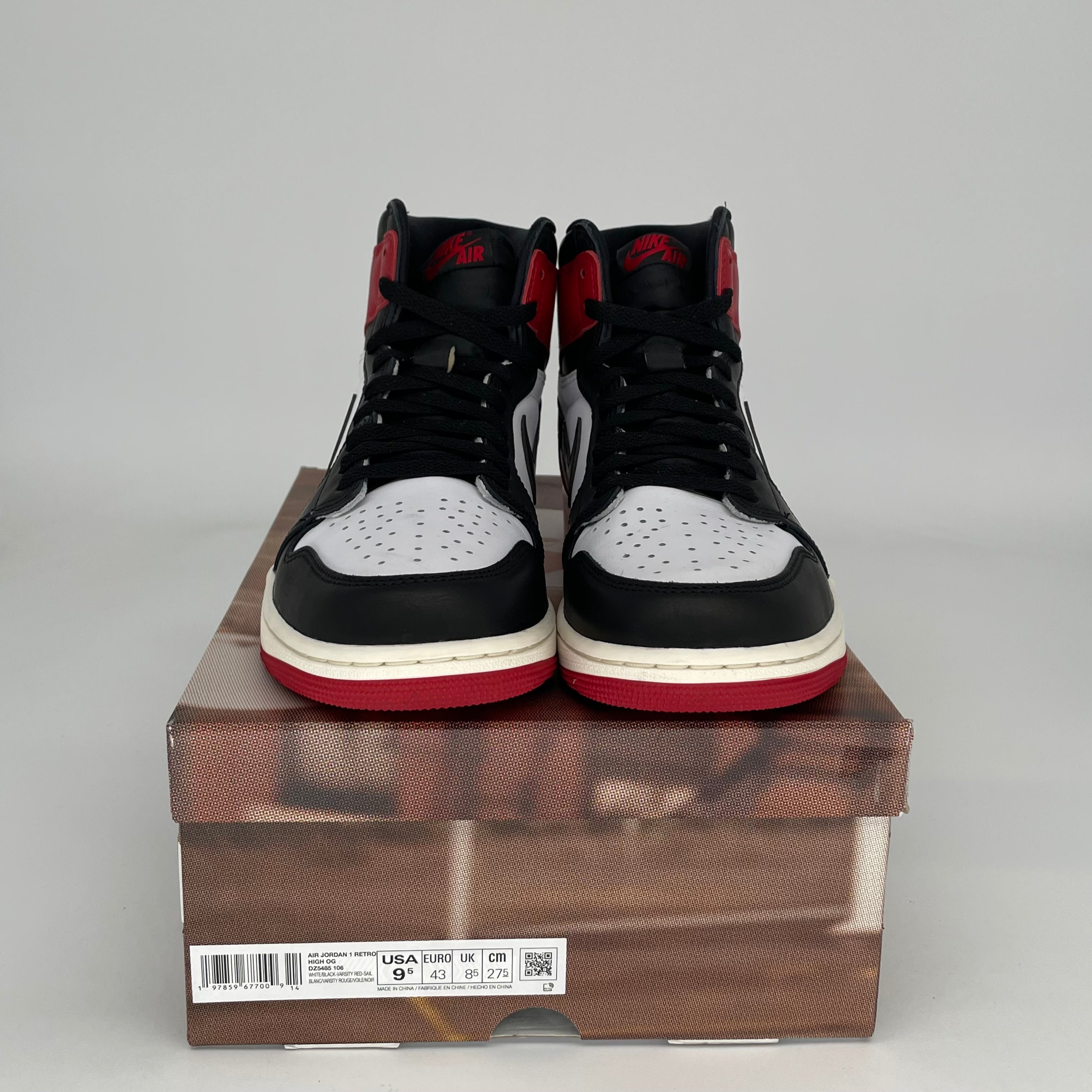 AIR JORDAN 1 Black Toe Reimagined Sneakers - Men's Size 9.5 (DZ5485-106) - Retro Basketball Shoes for Streetwear & Casual Outfits