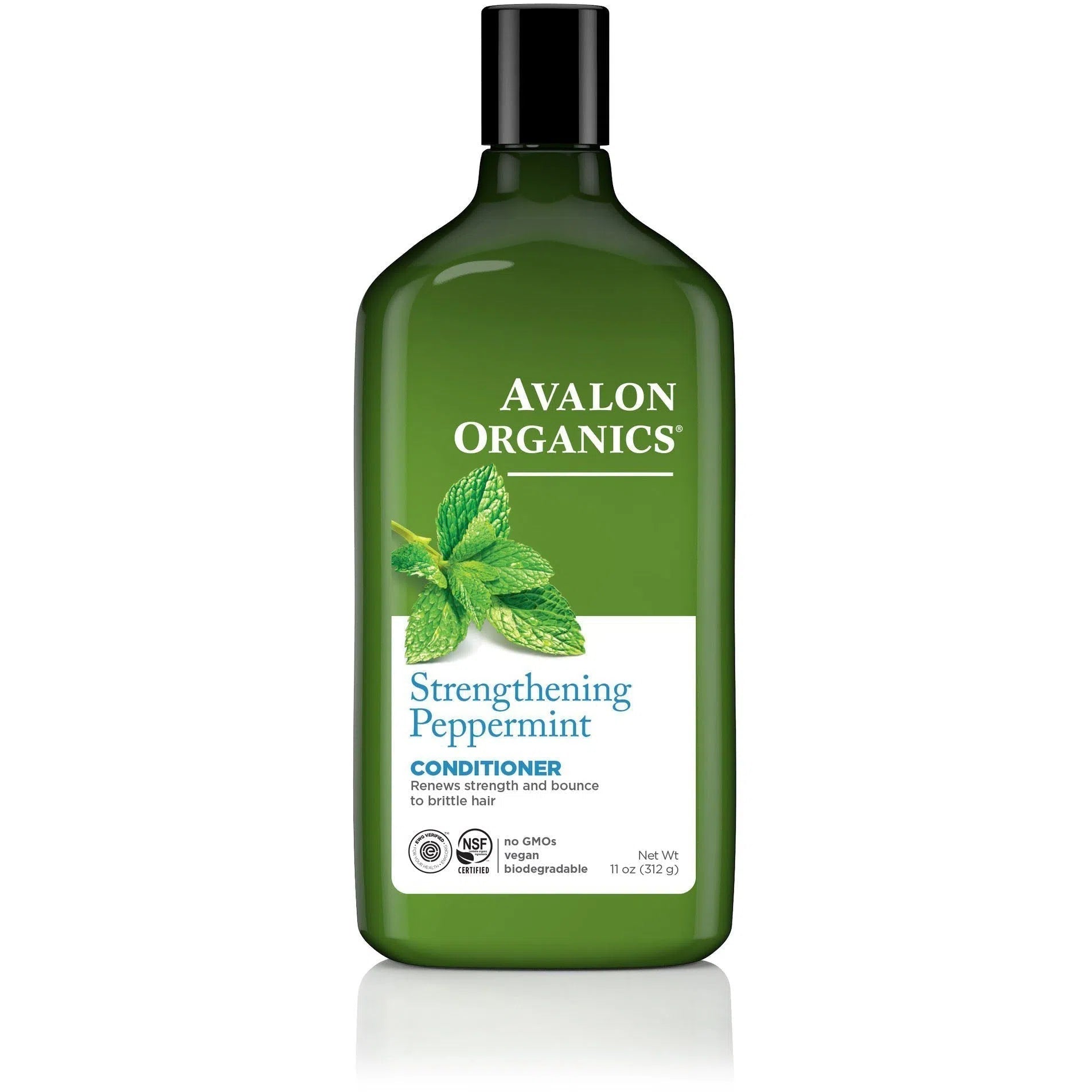 Avalon Organics Strengthening Peppermint Conditioner for Damaged Hair - 11 oz | Sulfate-Free, Vegan Hair Care for Dry Scalp & Split Ends | Revitalizing Daily Use for Women & Men