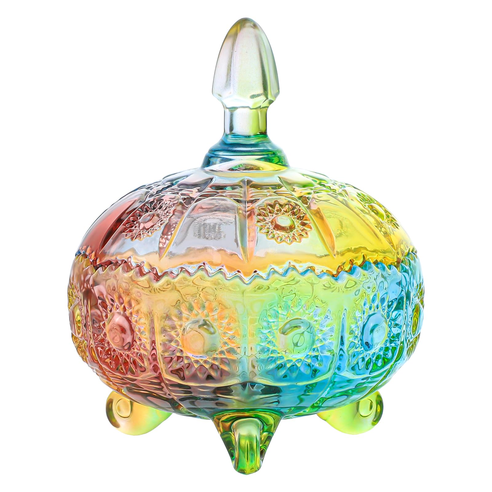Royal Embossed Sunflower Clear Glass Apothecary Jar with Lid - 7oz Candy, Jewelry & Food Storage Container - Perfect for Wedding Buffets, Home Decor & Gift Packaging