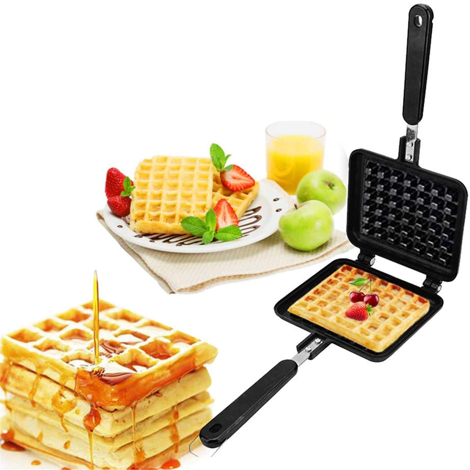 Non-Stick Waffle Maker - Electric Waffle Iron for Perfect Homemade Waffles, Pancakes & Breakfast - Durable Baking Mold with Easy Clean Coating - Ideal for Family Breakfast, Brunch & Party Cooking (Black)